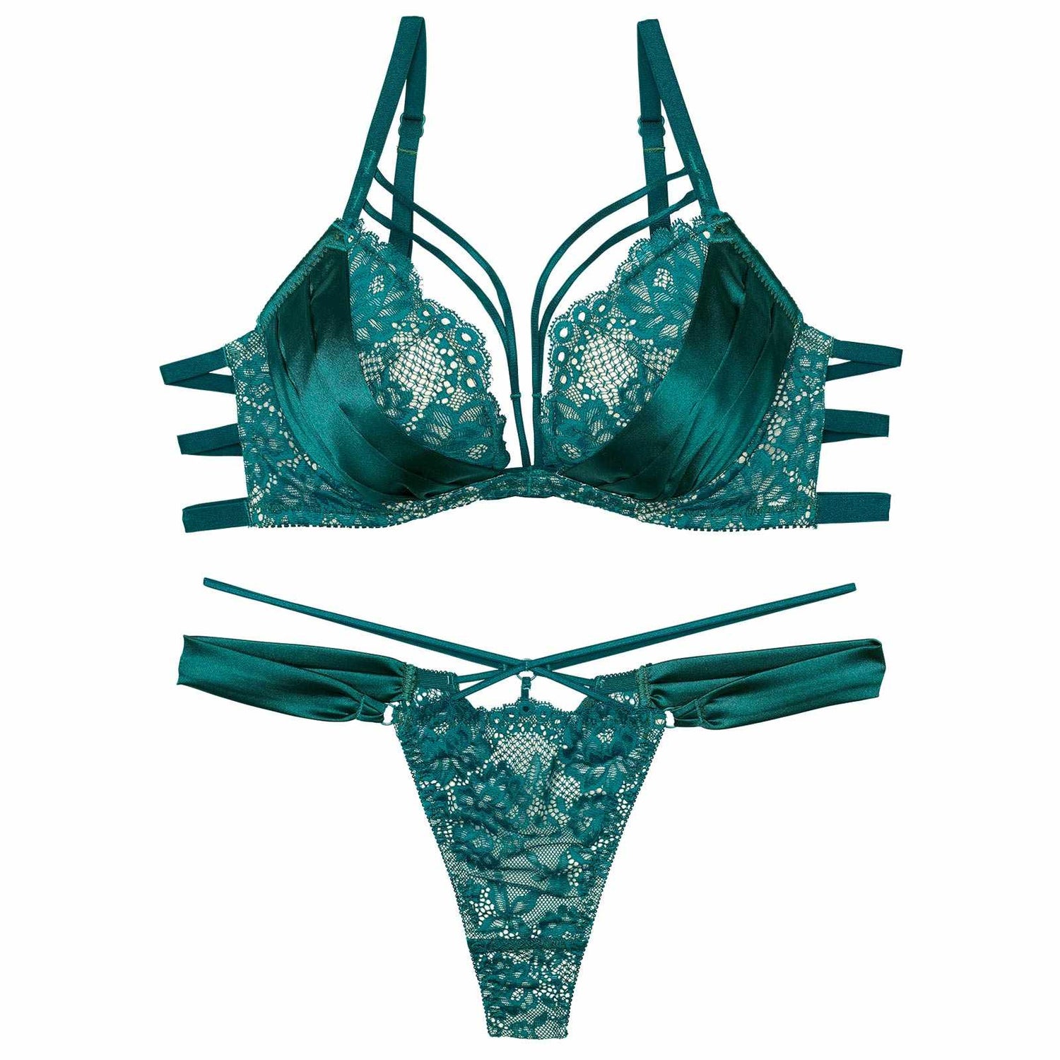 12/2再販!グラマラスサテンコードブラジャー&amp;バック透けTバックショーツ