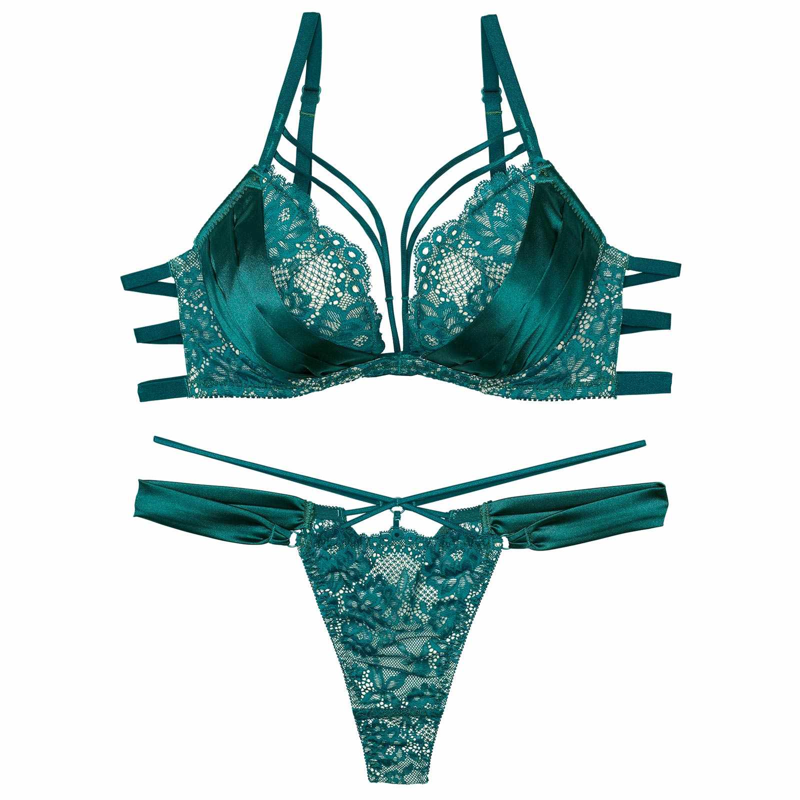 12/2再販!グラマラスサテンコードブラジャー&amp;バック透けTバックショーツ