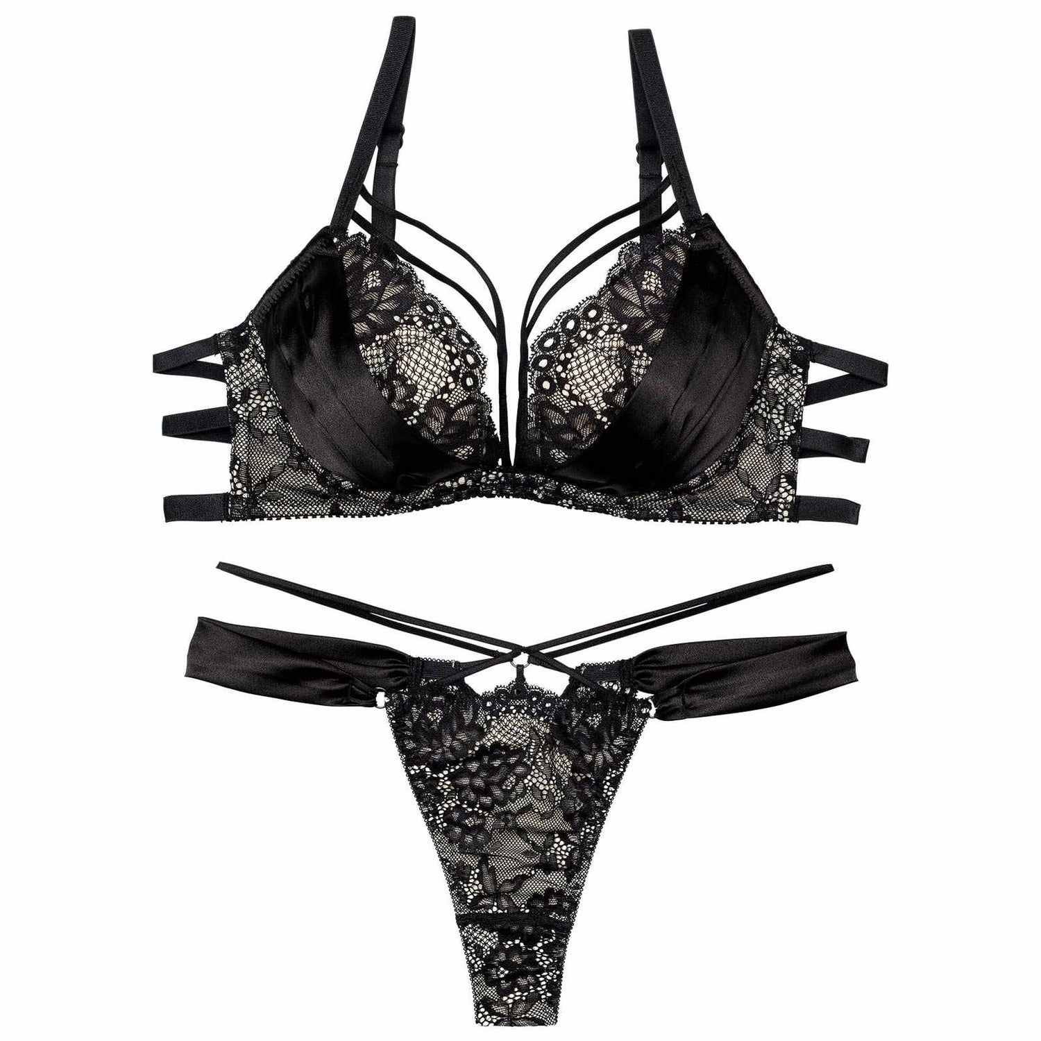 12/2再販!グラマラスサテンコードブラジャー&amp;バック透けTバックショーツ