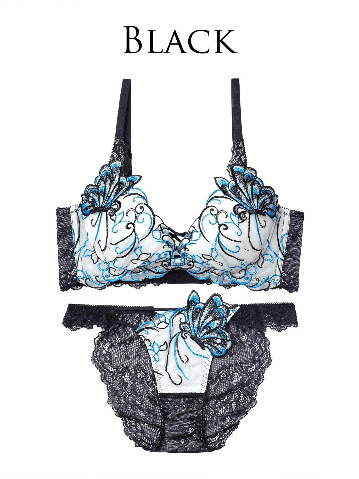 11/26新作!アラベスクパピヨンレース育乳脇高★魔法のブラジャー&amp;バック透けフルバックショーツ
