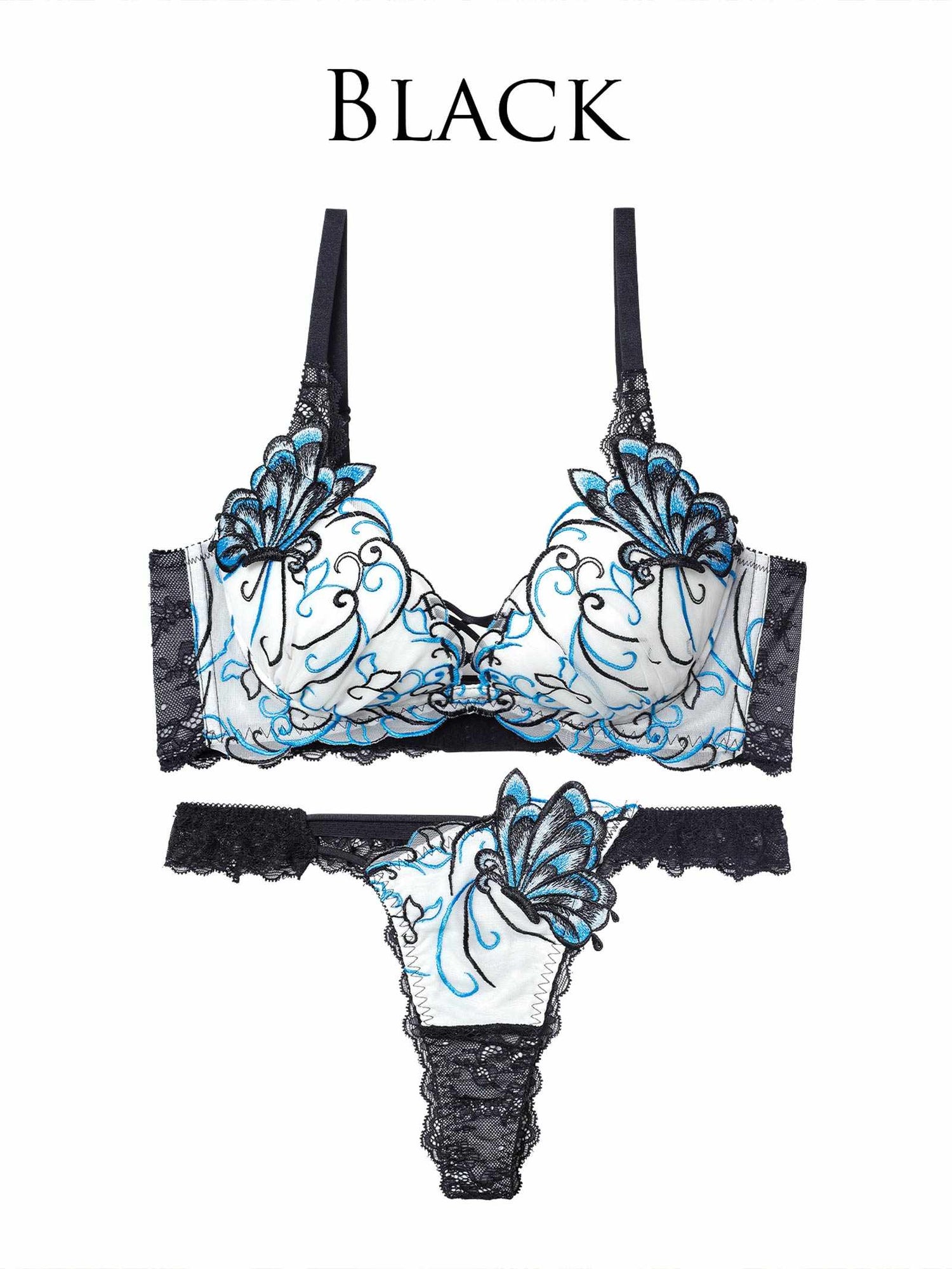 11/26新作!アラベスクパピヨンレース育乳脇高★魔法のブラジャー&amp;バック透けTバックショーツ