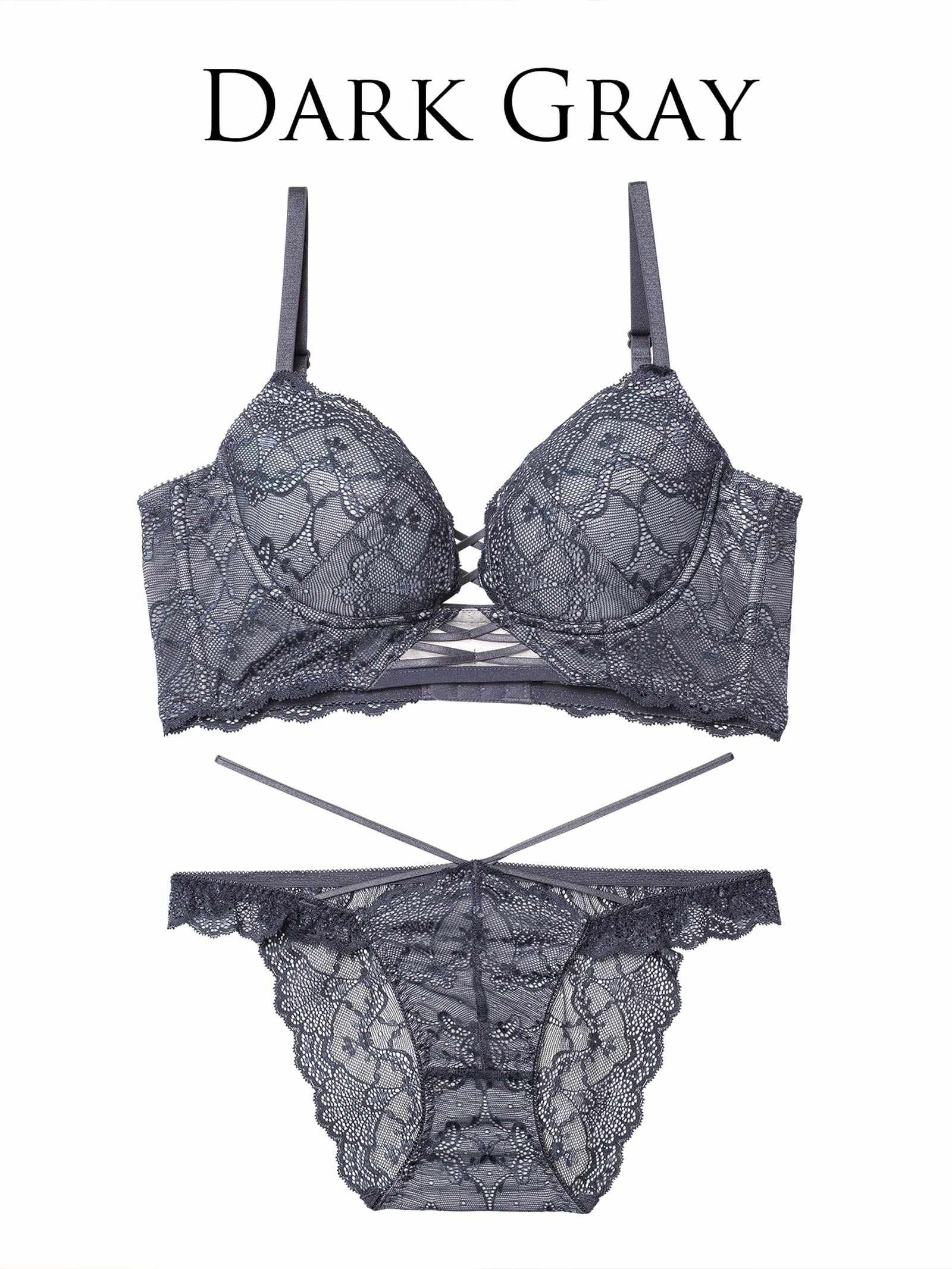 12/17新作!ラグジュアリーレースアップ背中魅せブラジャー＆バック透けフルバックショーツ