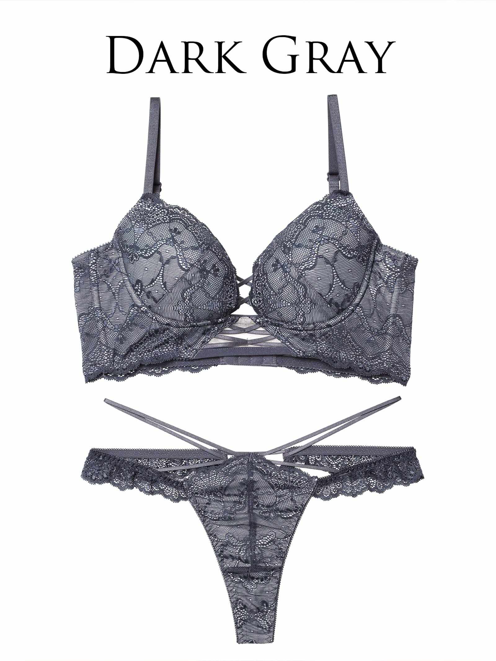 12/17新作!ラグジュアリーレースアップ背中魅せブラジャー＆バック透けTバックショーツ