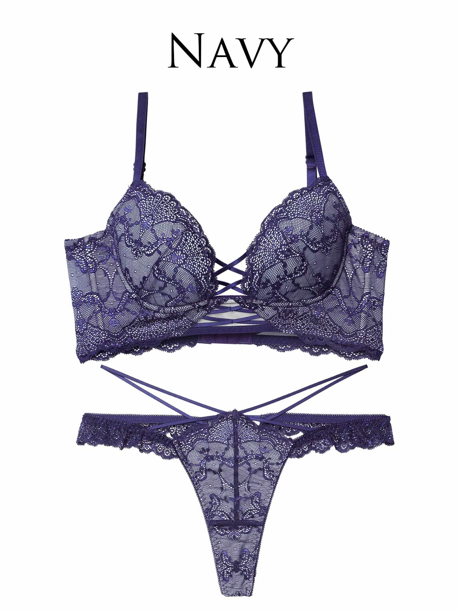 12/17新作!ラグジュアリーレースアップ背中魅せブラジャー＆バック透けTバックショーツ