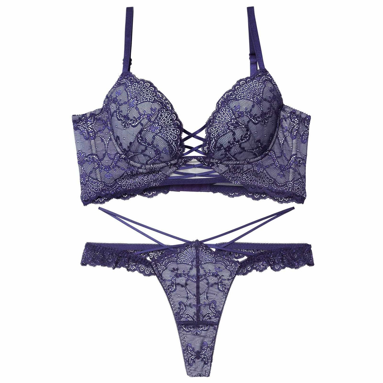 12/17新作!ラグジュアリーレースアップ背中魅せブラジャー＆バック透けTバックショーツ