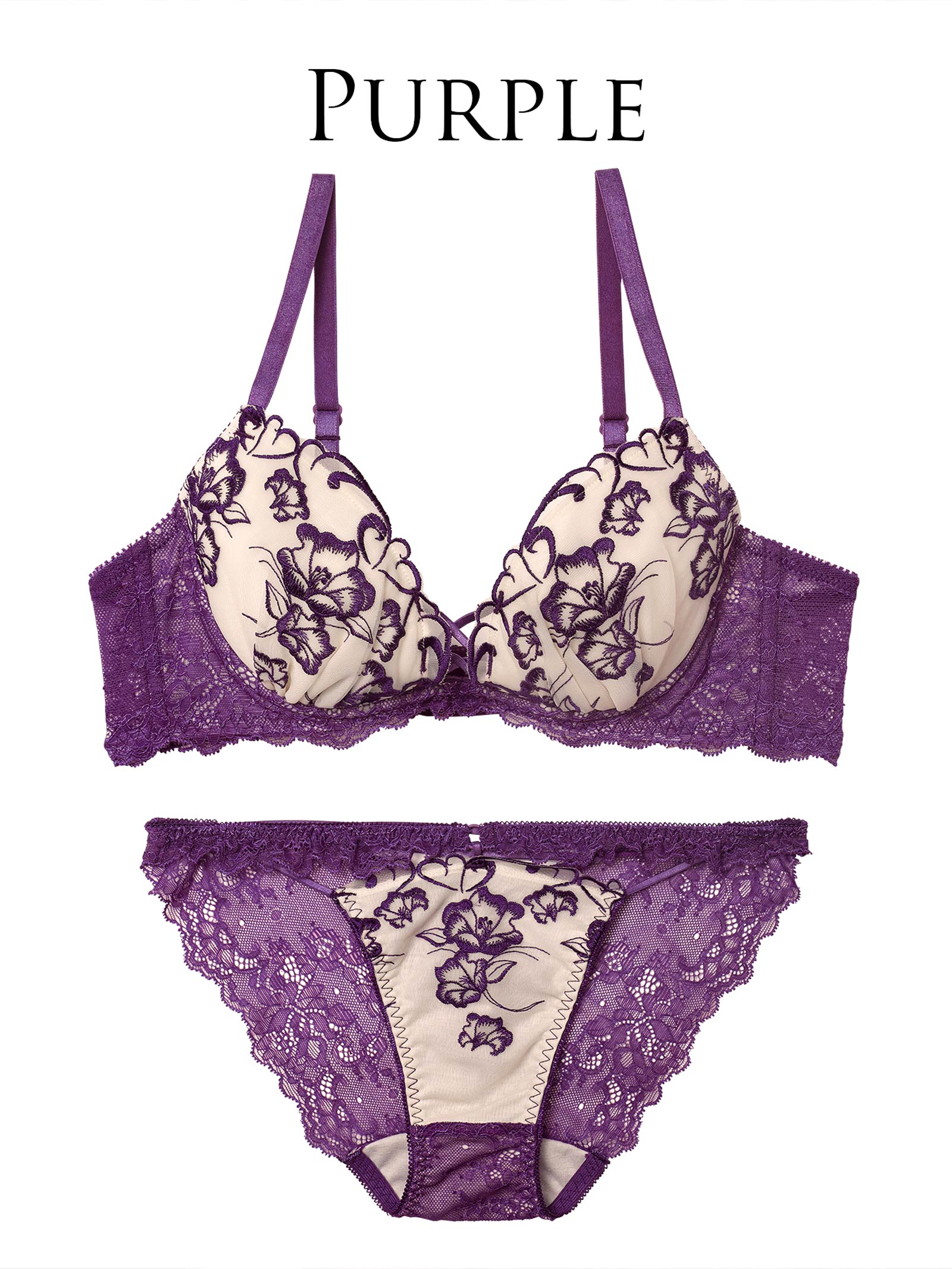 1/5新作!クレールフィーユレースアップブラジャー&amp;バック透けフルバックショーツ