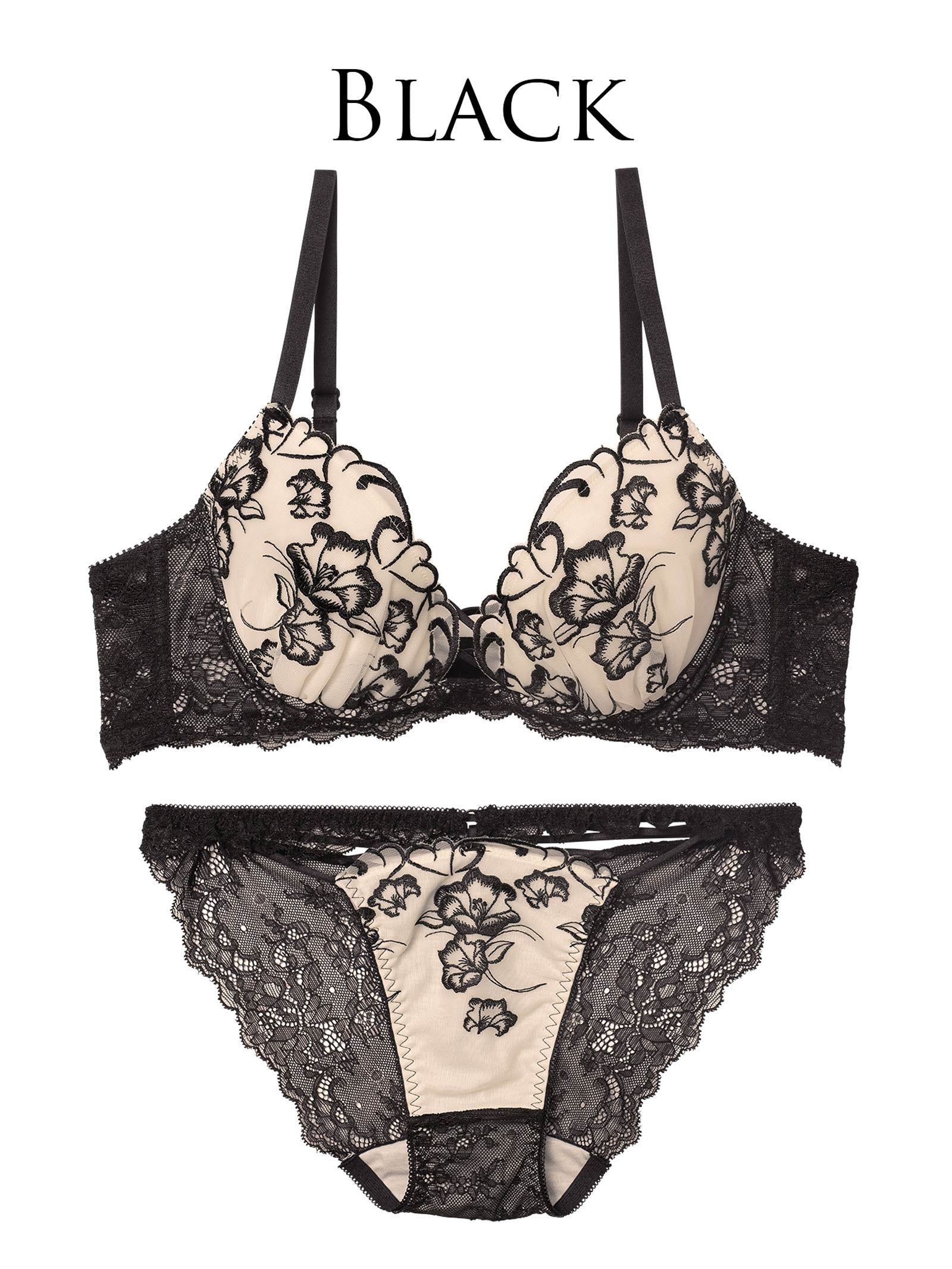 1/5新作!クレールフィーユレースアップブラジャー&amp;バック透けフルバックショーツ