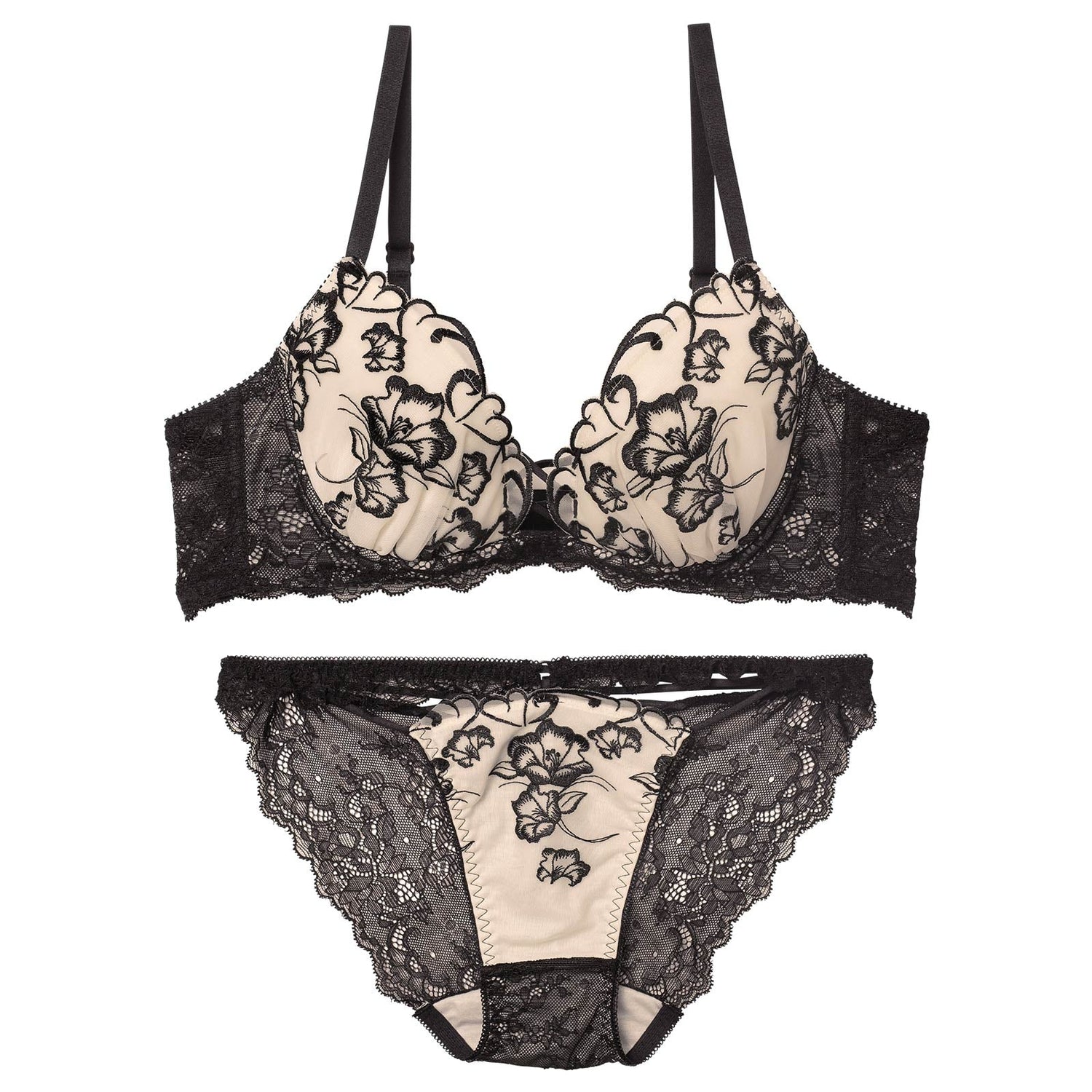 1/5新作!クレールフィーユレースアップブラジャー&amp;バック透けフルバックショーツ