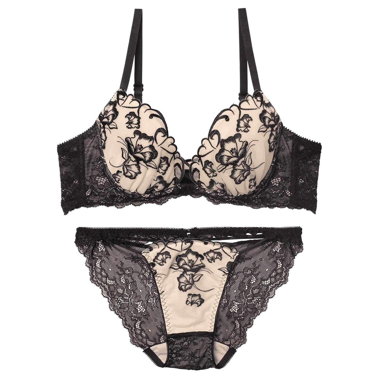 1/5新作!クレールフィーユレースアップブラジャー&amp;バック透けフルバックショーツ