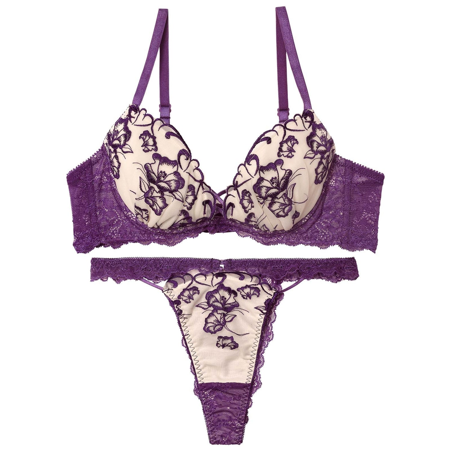 1/5新作!クレールフィーユレースアップブラジャー&amp;バック透けTバックショーツ