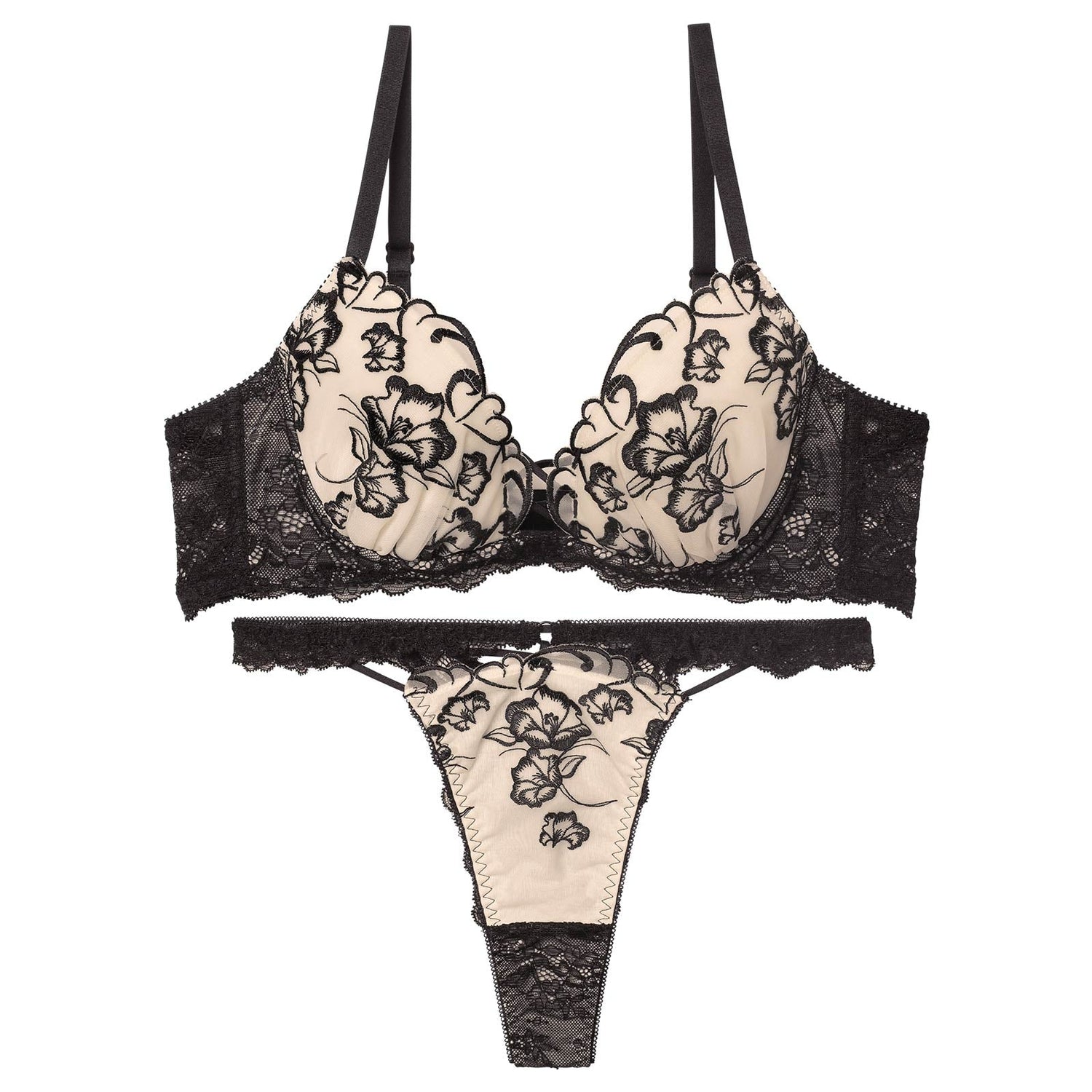 1/5新作!クレールフィーユレースアップブラジャー&amp;バック透けTバックショーツ