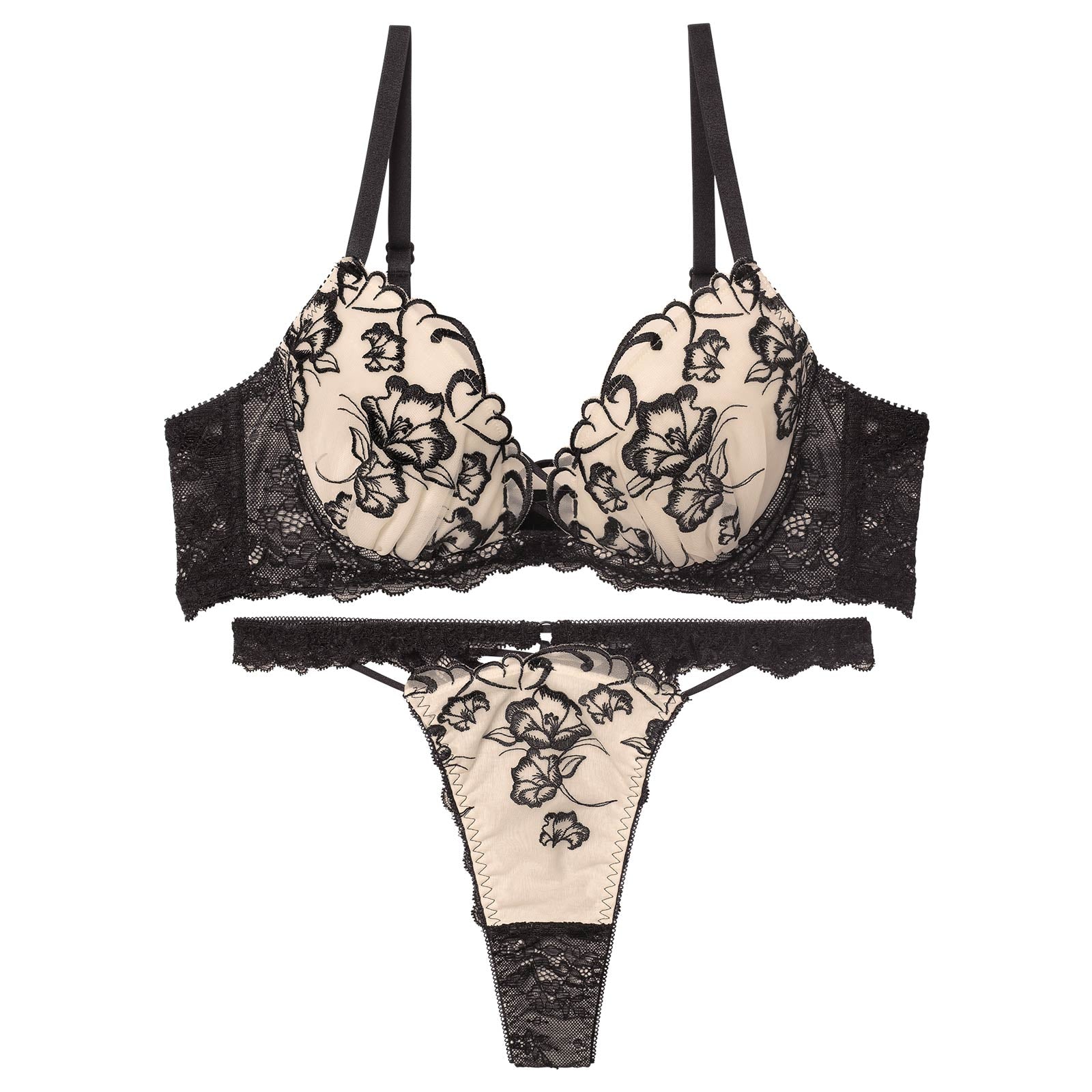 1/5新作!クレールフィーユレースアップブラジャー&amp;バック透けTバックショーツ