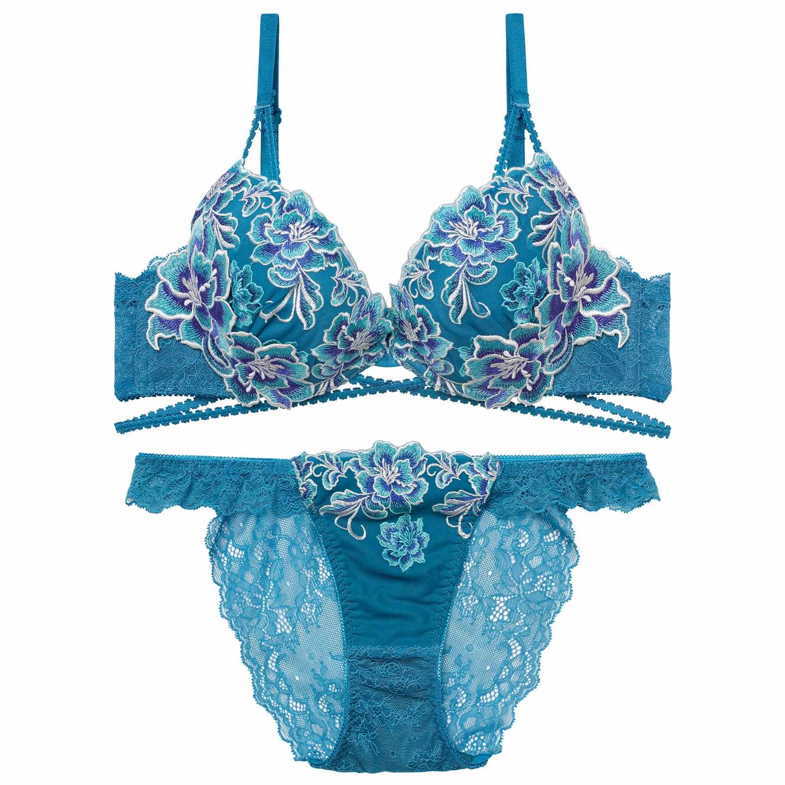 1/26新作!グラマラスブーケコードブラジャー＆バック透けフルバックショーツ
