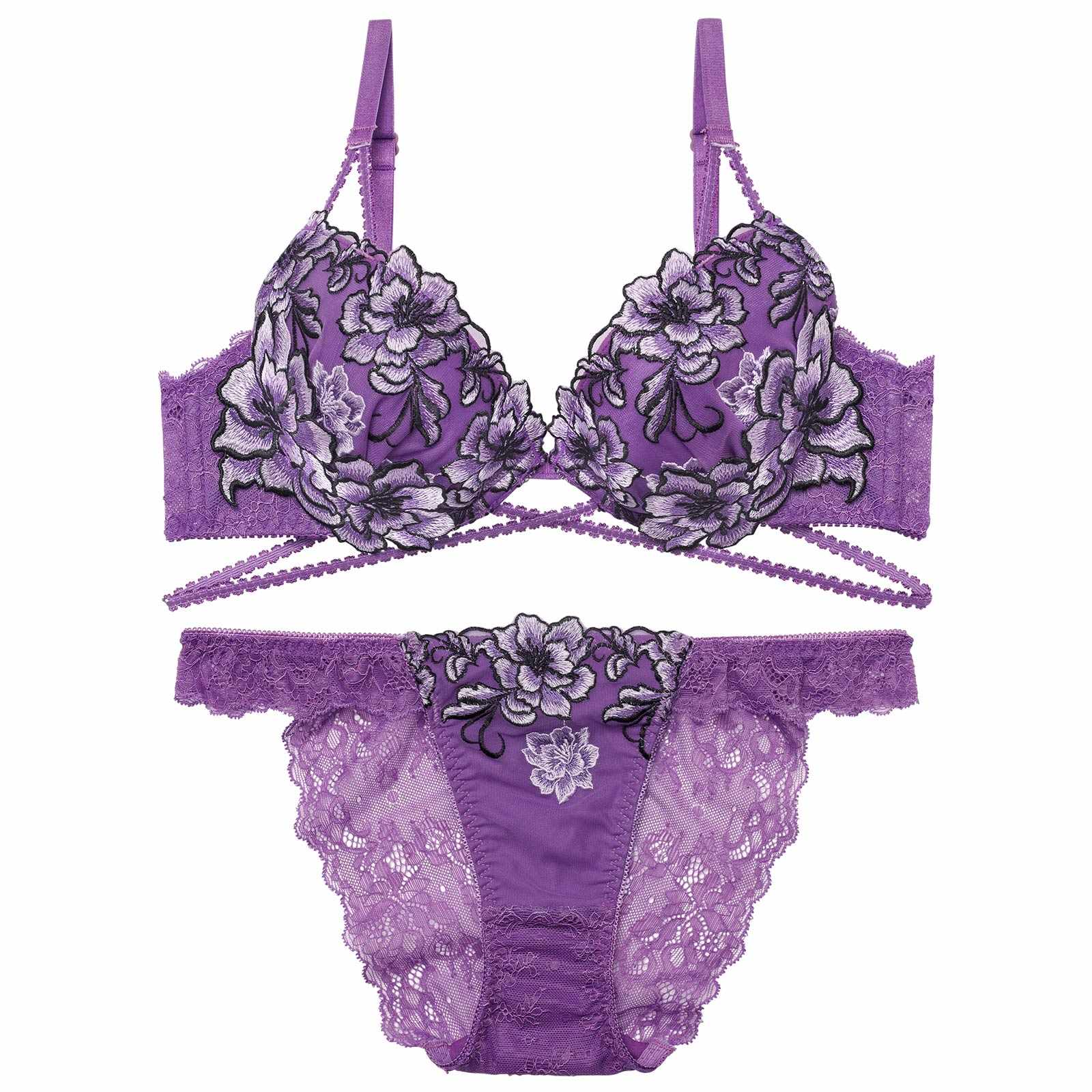 1/26新作!グラマラスブーケコードブラジャー＆バック透けフルバックショーツ