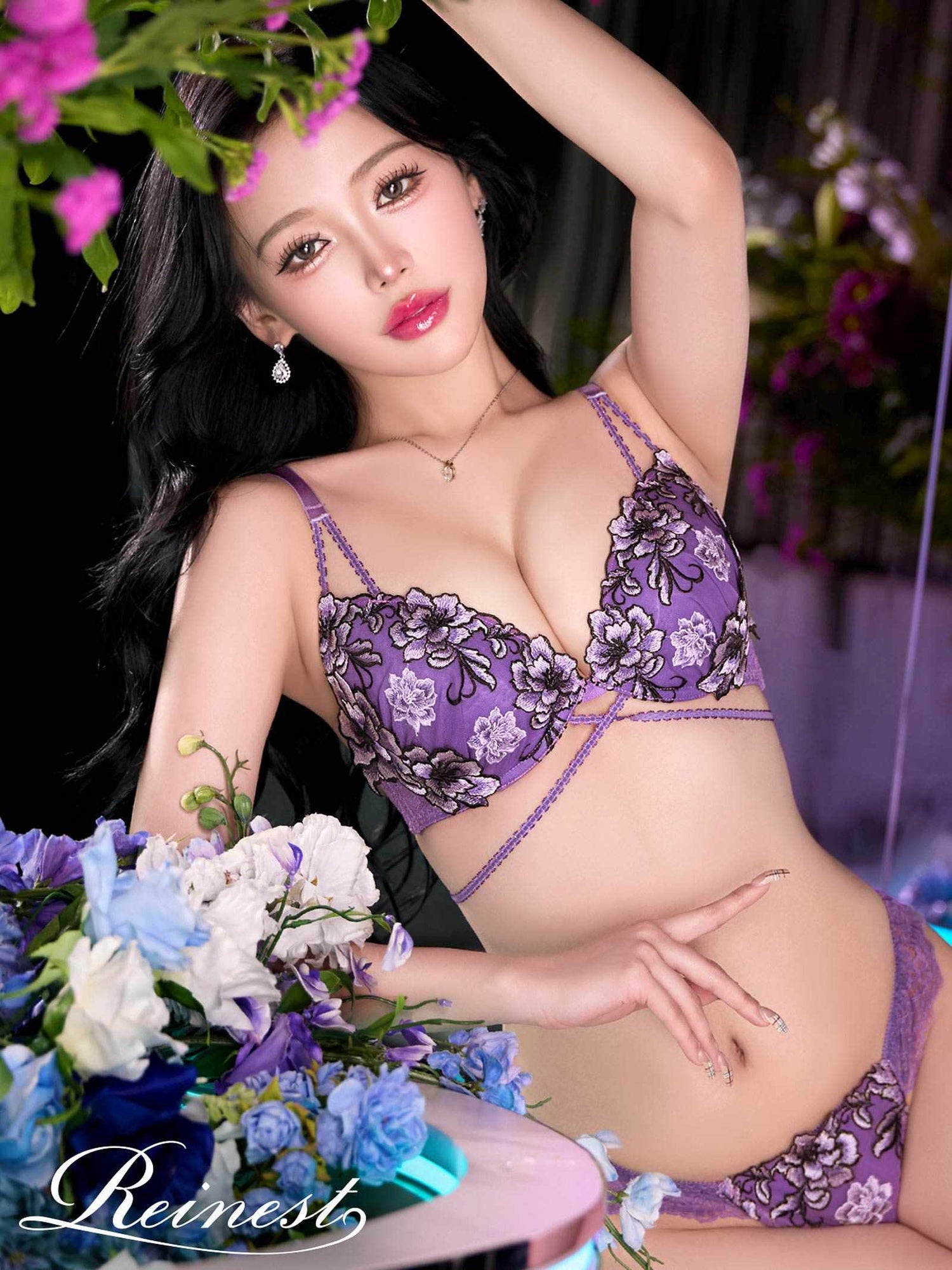 1/26新作!グラマラスブーケコードブラジャー＆バック透けTバックショーツ