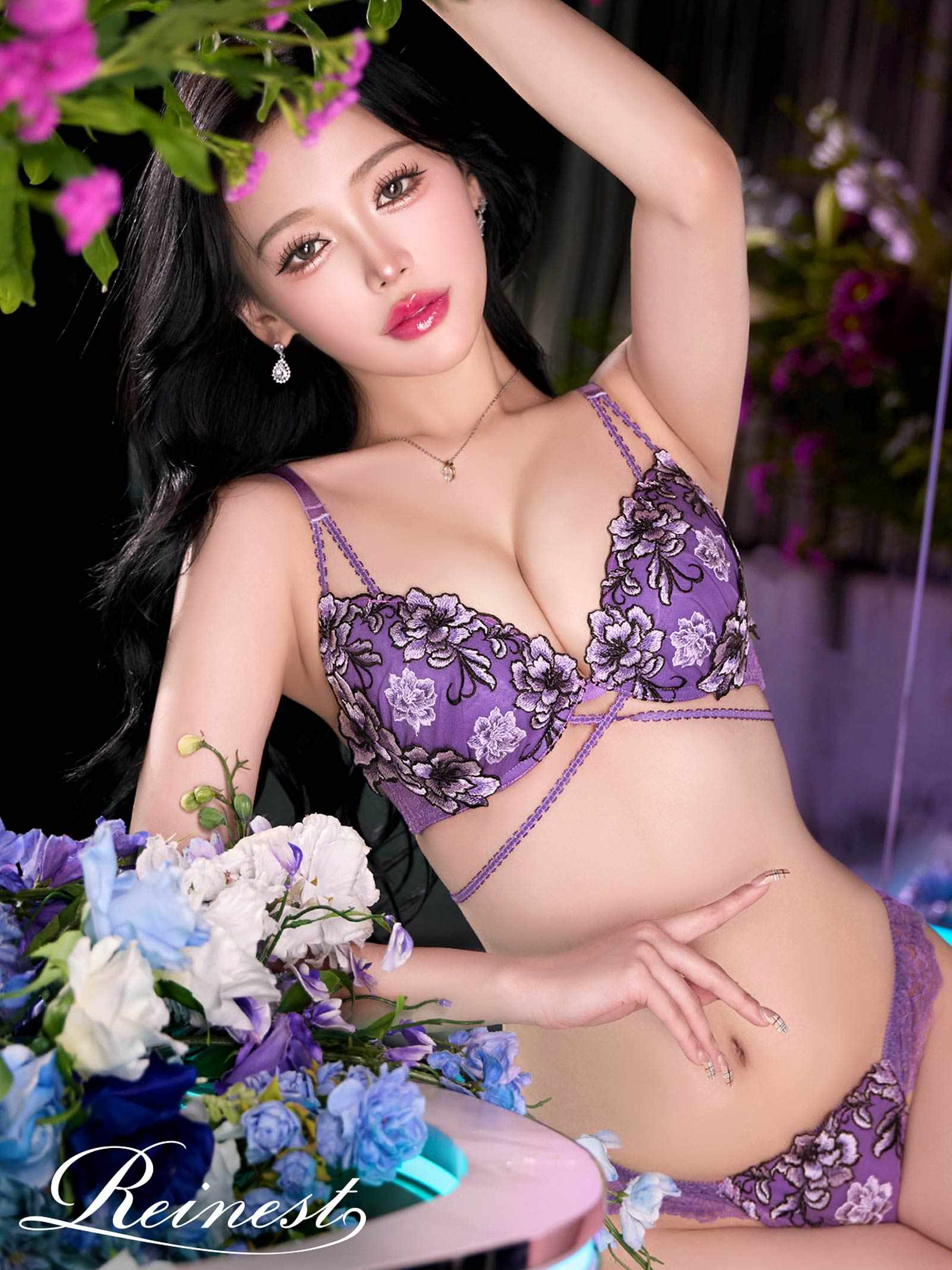 1/26新作!グラマラスブーケコードブラジャー＆バック透けTバックショーツ