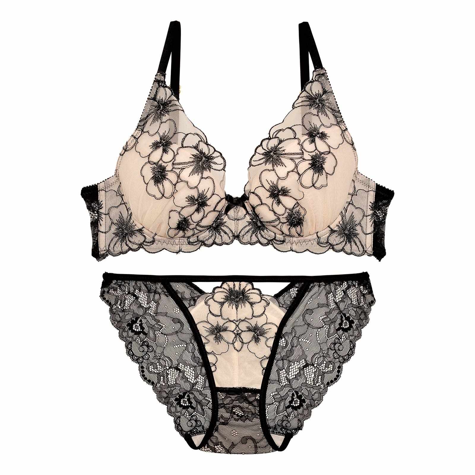 12/27再販!ロマンスビオラエンブロイダリーブラジャー&amp;バック透けフルバックショーツ