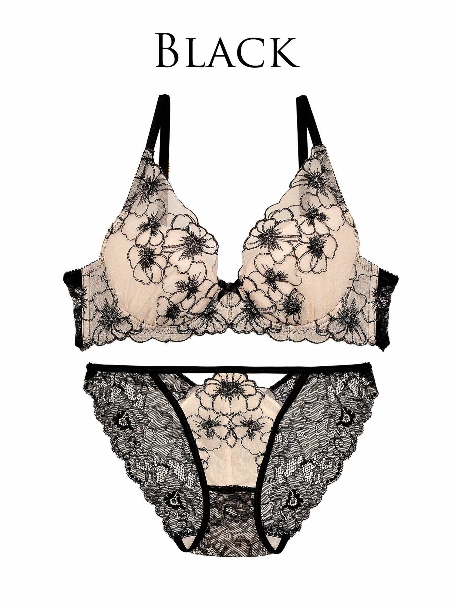 9/15新作ロマンスビオラエンブロイダリーブラジャー&amp;バック透けフルバックショーツ