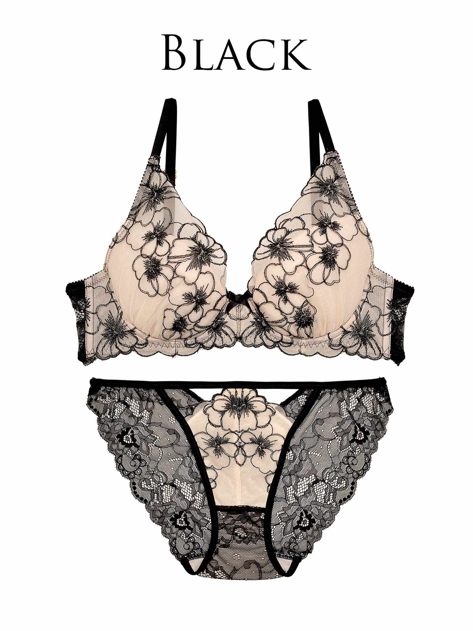 9/15新作ロマンスビオラエンブロイダリーブラジャー&amp;バック透けフルバックショーツ
