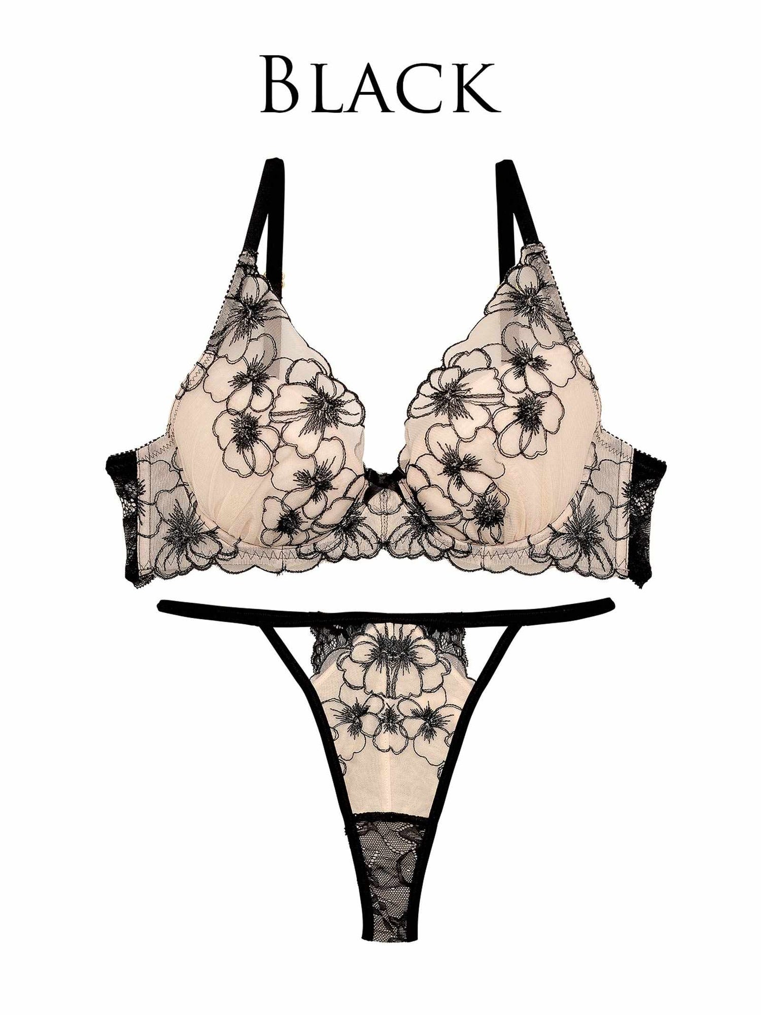 9/15新作ロマンスビオラエンブロイダリーブラジャー&amp;バック透けTバックショーツ