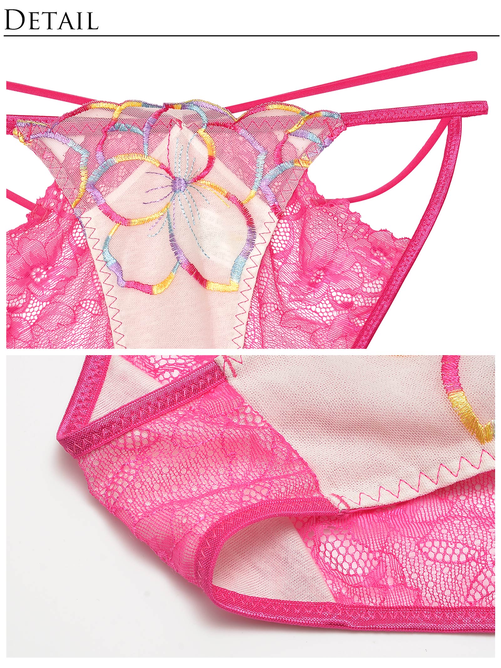 11/6新作!【Reinest】レースアップバイブラントフラワーブラジャー&amp;バック透けフルバックショーツ