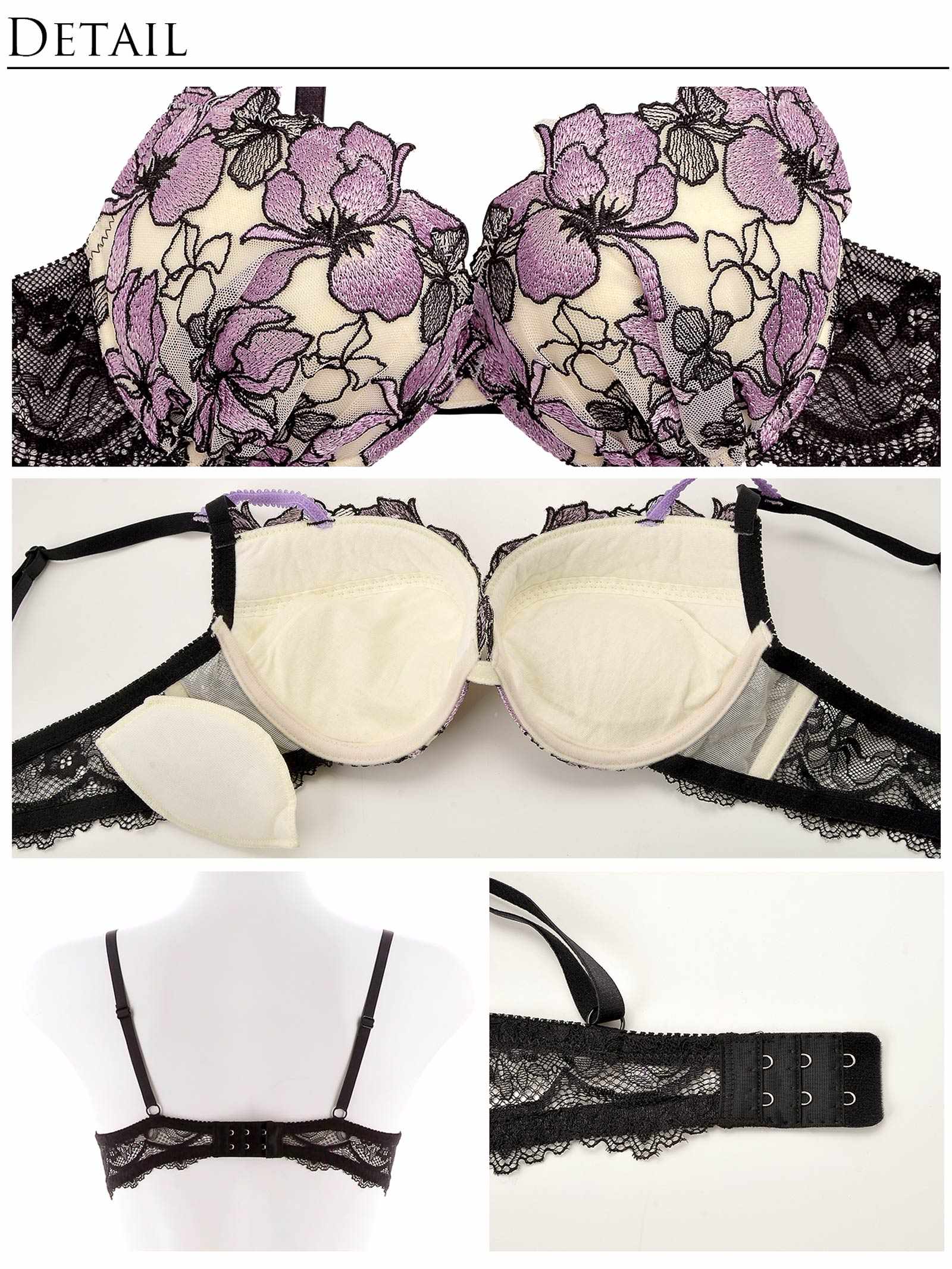 10/19新作!【Reinest】ビューティフルシャイニーフラワーブラジャー&amp;バック透けフルバックショーツ
