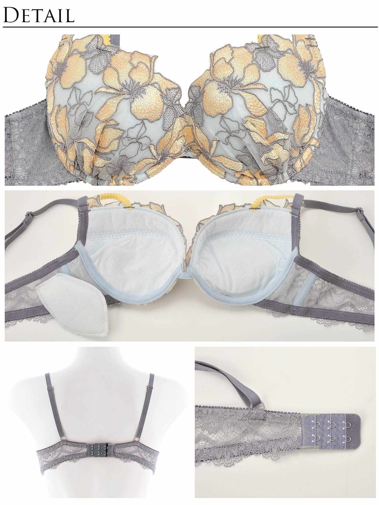 10/19新作!【Reinest】ビューティフルシャイニーフラワーブラジャー&amp;バック透けTバックショーツ