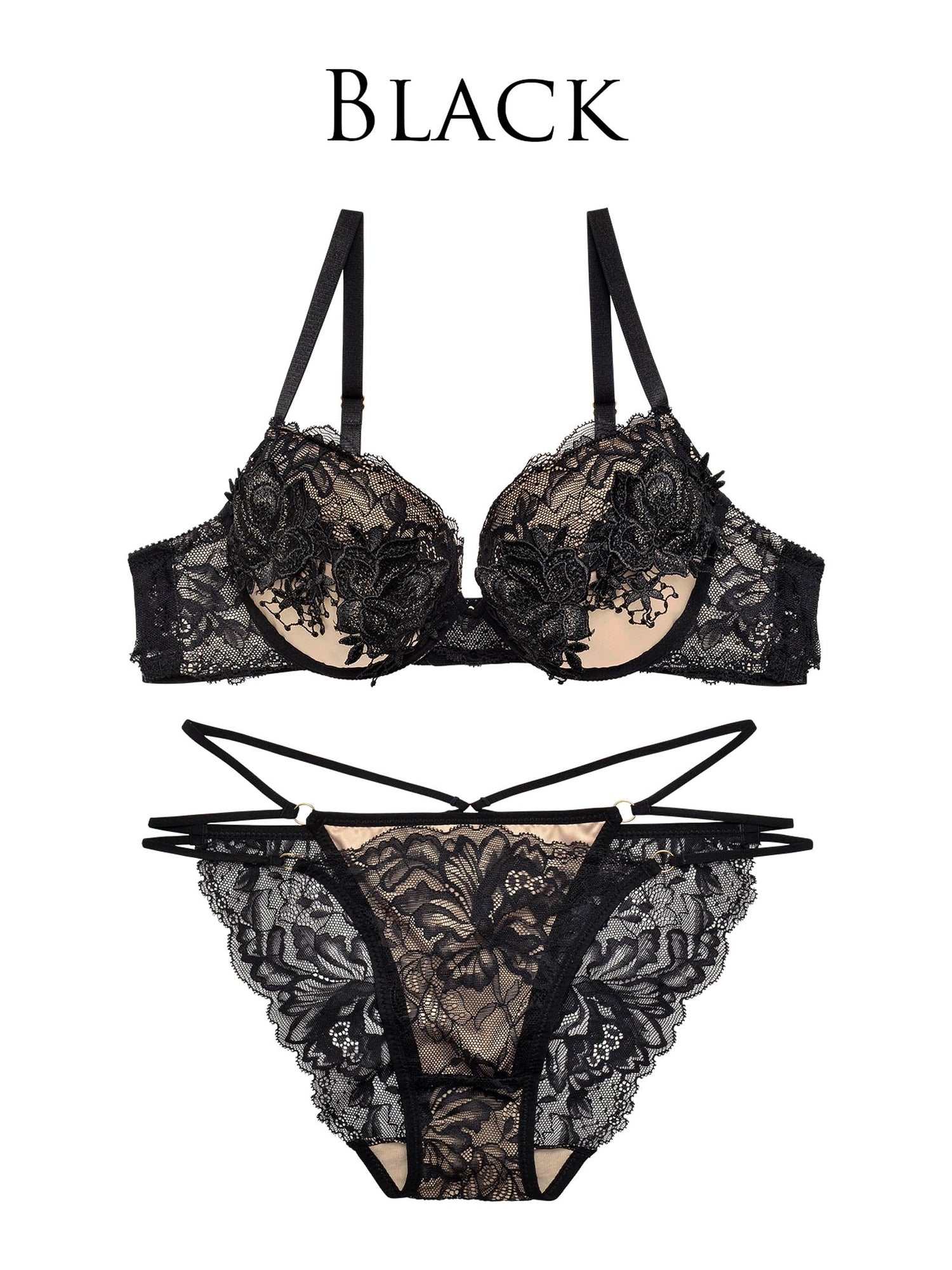 12/8新作!【Reinest】ヌーディーフローラレースブラジャー&amp;バック透けフルバックショーツ
