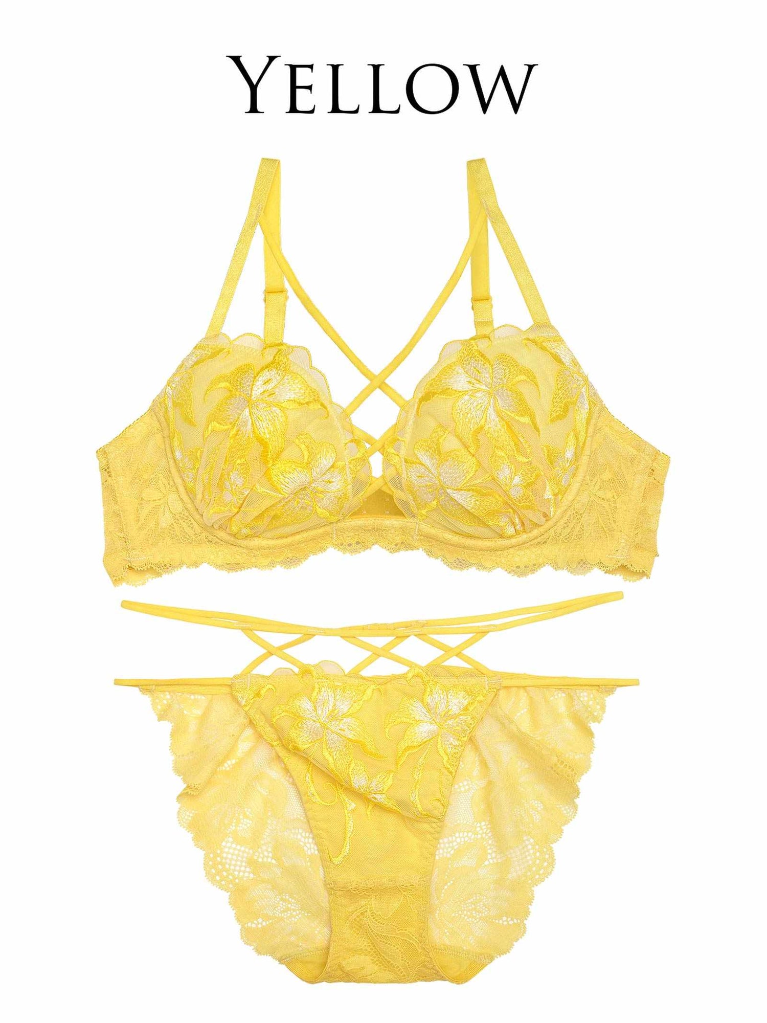【Reinest】グラマーレースアップリリーブラジャー&amp;バック透けフルバックショーツ