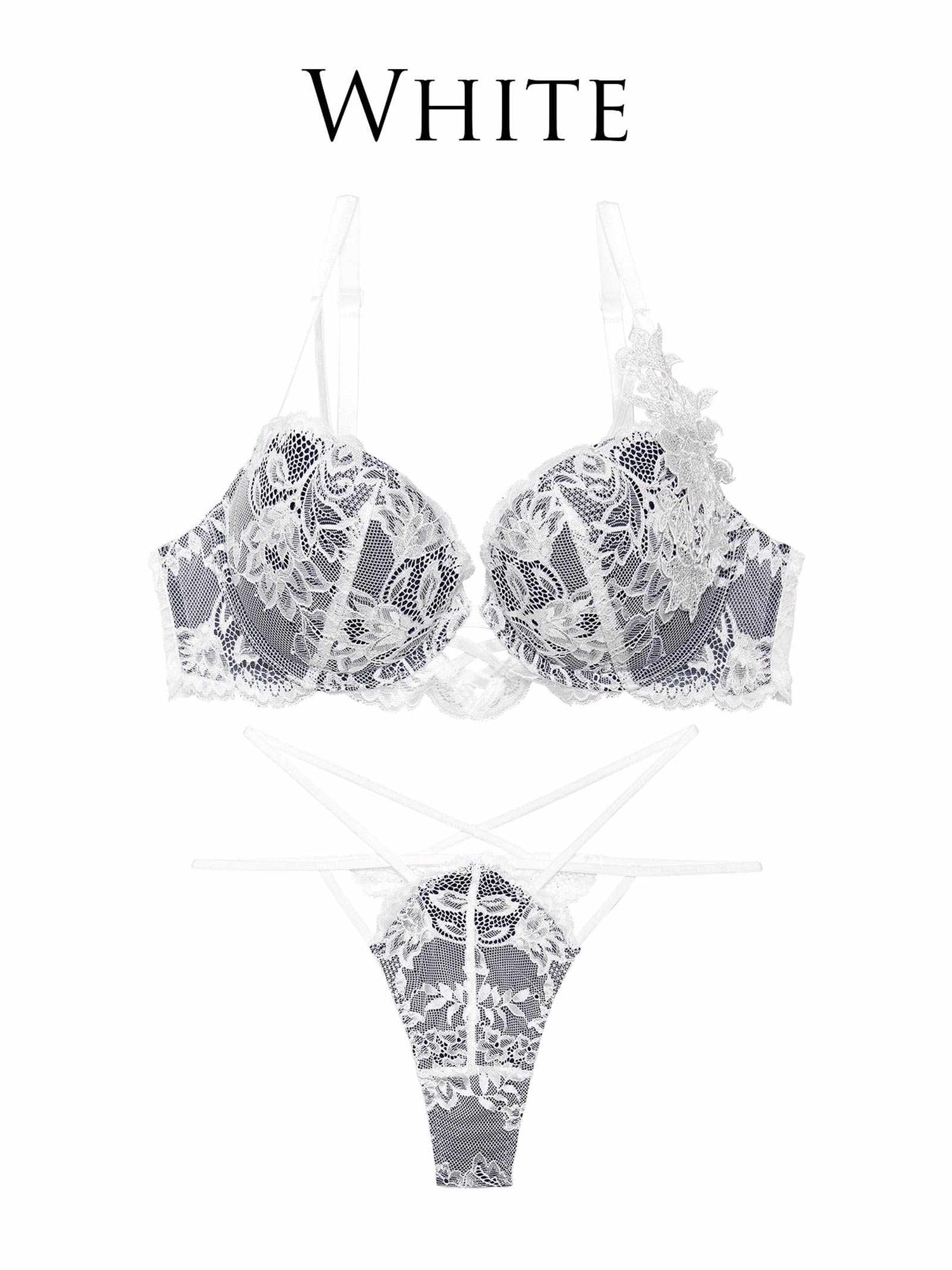 【Reinest】ミスティックレーシィクロスブラジャー&amp;バック透けTバックショーツ