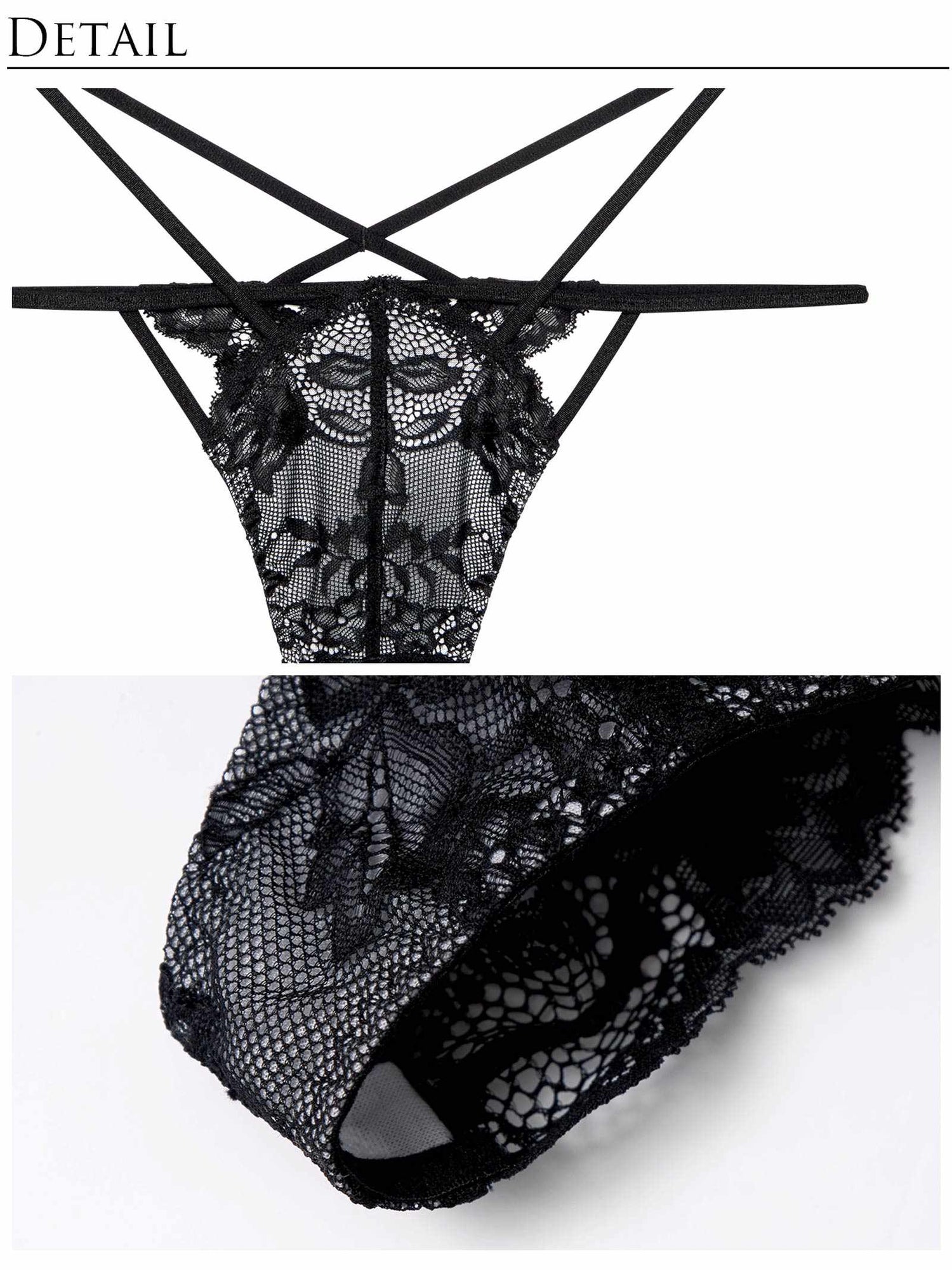 【Reinest】ミスティックレーシィクロスブラジャー&amp;バック透けTバックショーツ