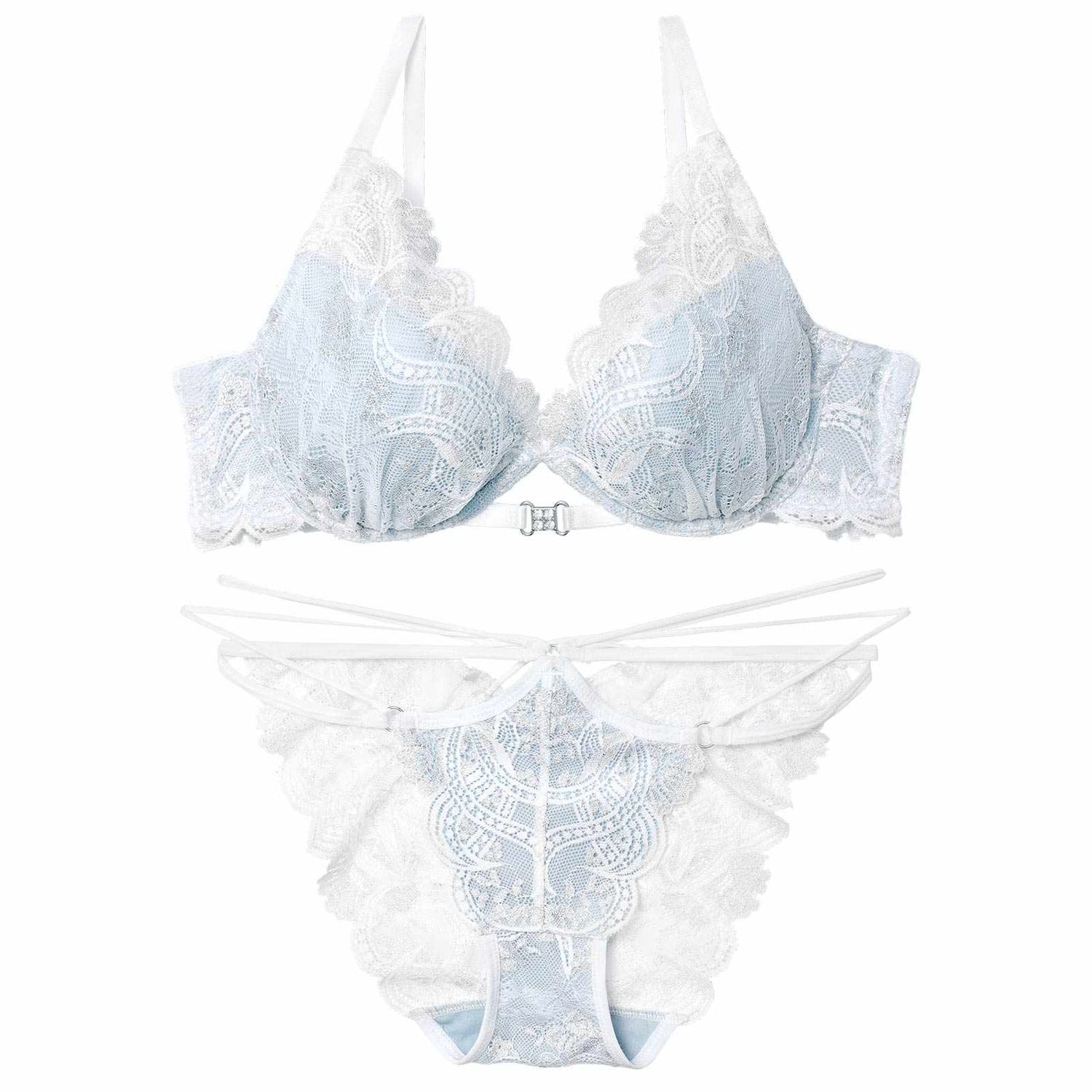12/1新作!エレガントジュエルレースブラジャー&amp;バック透けフルバックショーツ