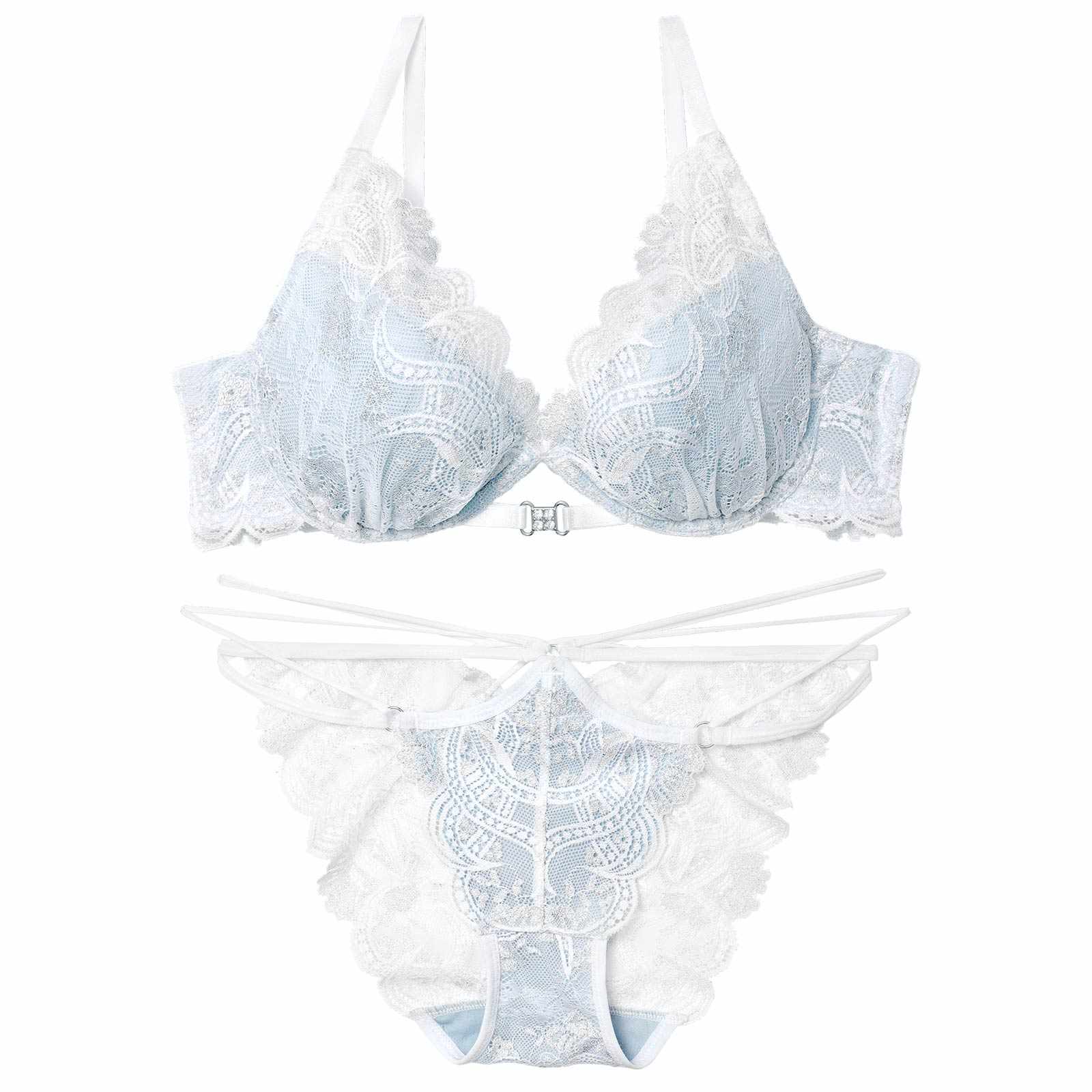12/1新作!エレガントジュエルレースブラジャー&amp;バック透けフルバックショーツ