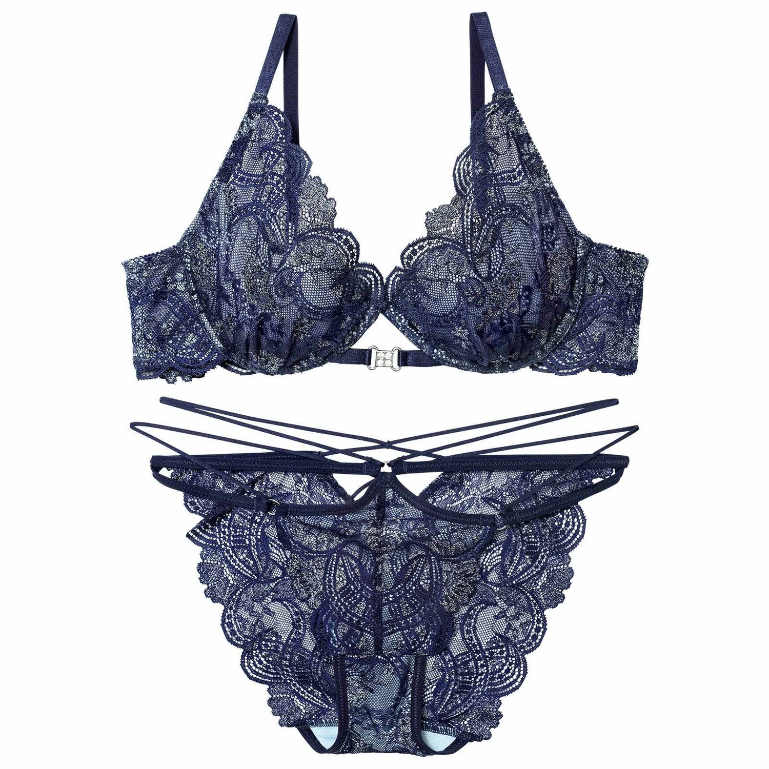 12/1新作!エレガントジュエルレースブラジャー&amp;バック透けフルバックショーツ