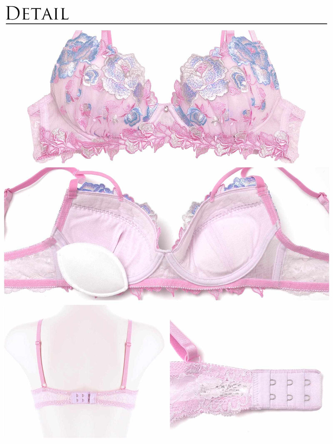 【Reinest】リュクスローズブーケブラジャー&amp;バック透けフルバックショーツ