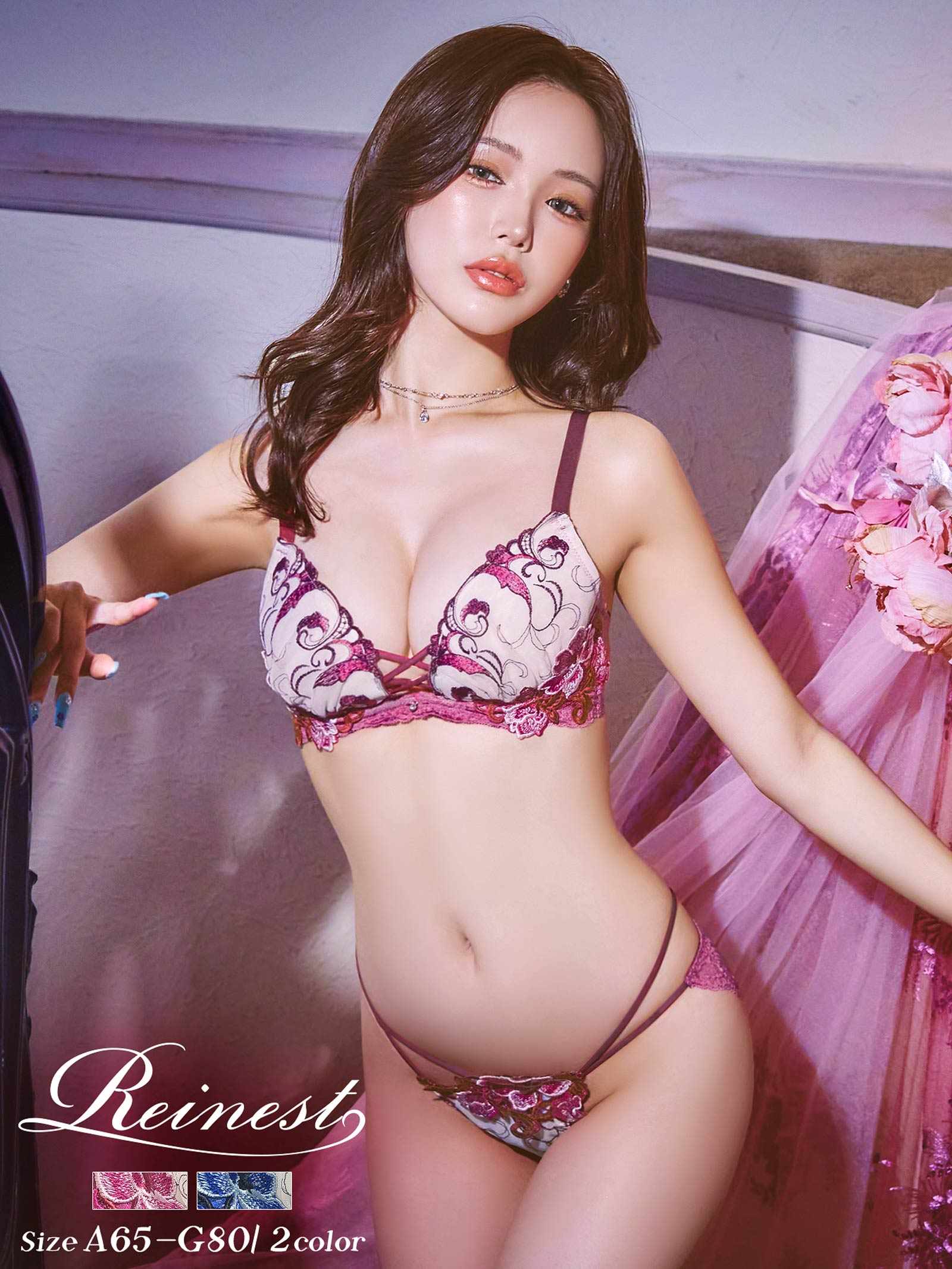 ビューティフルグロウフラワーブラジャー&amp;バック透けフルバックショーツ