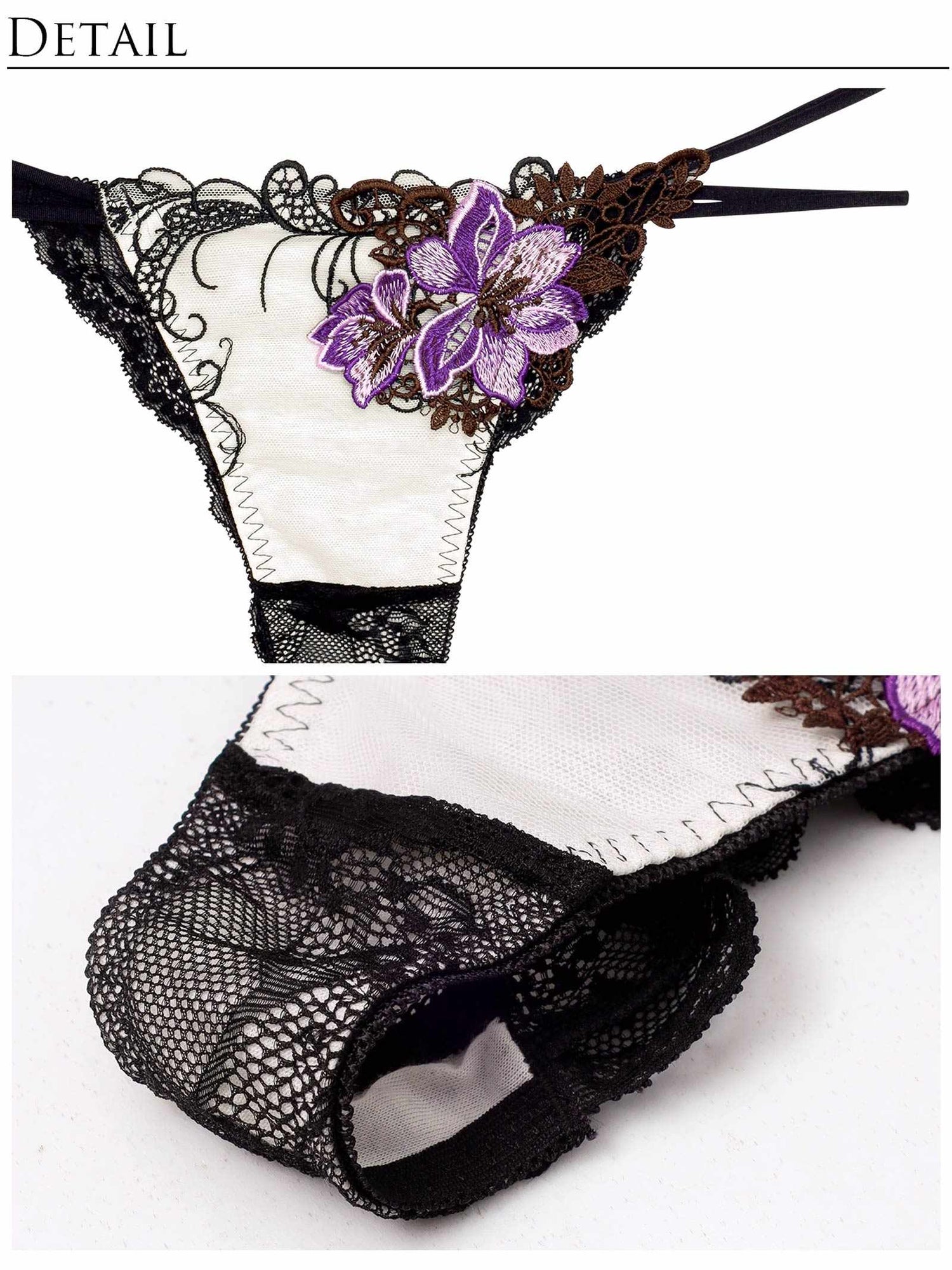 1/6新作!【Reinest】ロイヤルフラワーモチーフブラジャー&amp;バック透けTバックショーツ