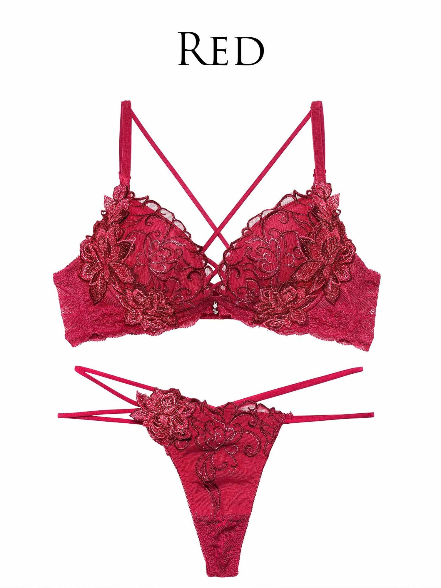 1/20新作!レーヴブロッサムレースアップブラジャー&amp;バック透けTバックショーツ