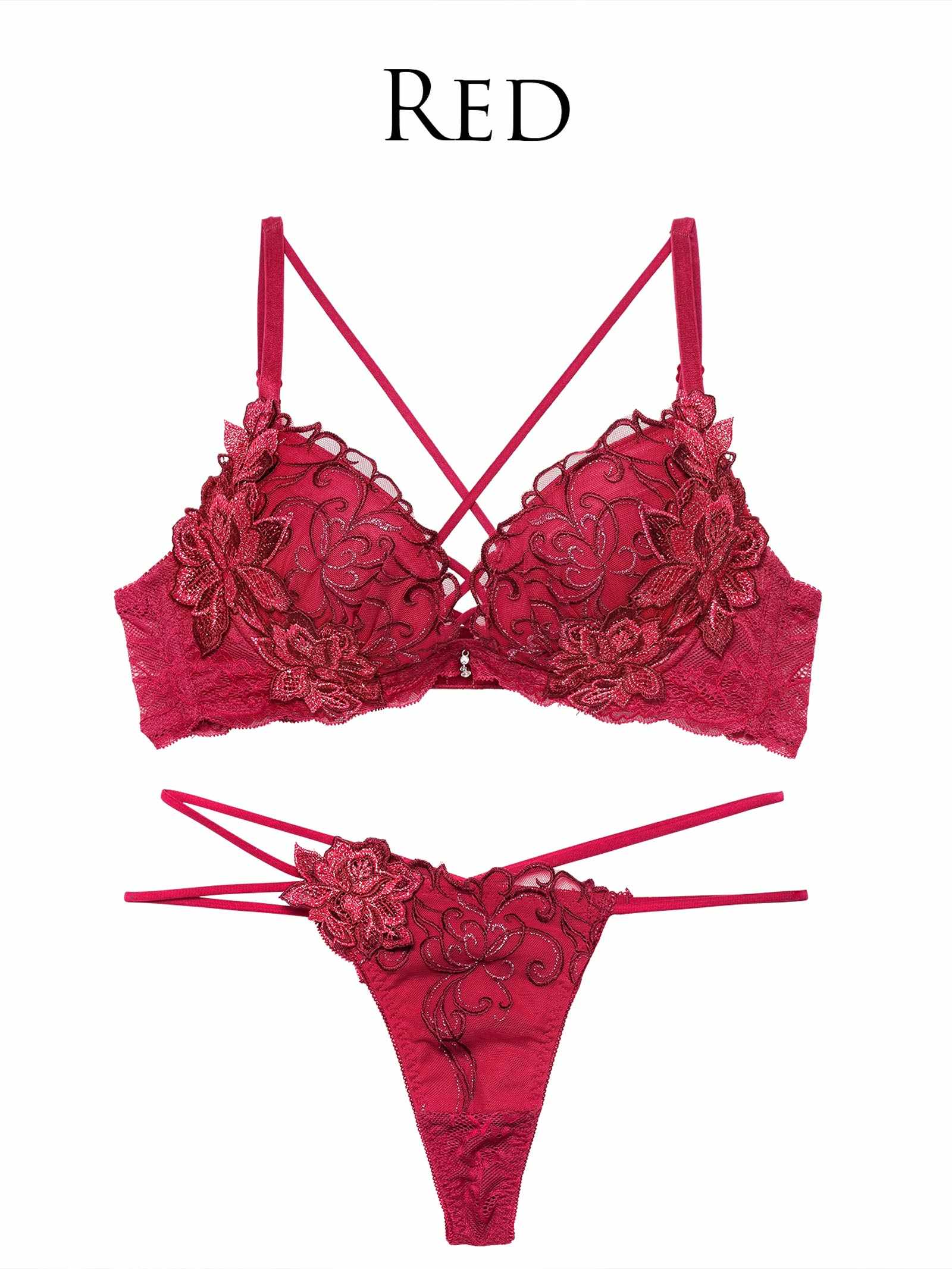 1/20新作!レーヴブロッサムレースアップブラジャー&amp;バック透けTバックショーツ