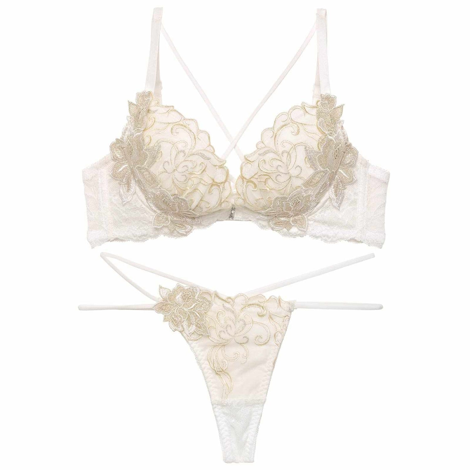 11/11再販!レーヴブロッサムレースアップブラジャー&amp;バック透けTバックショーツ