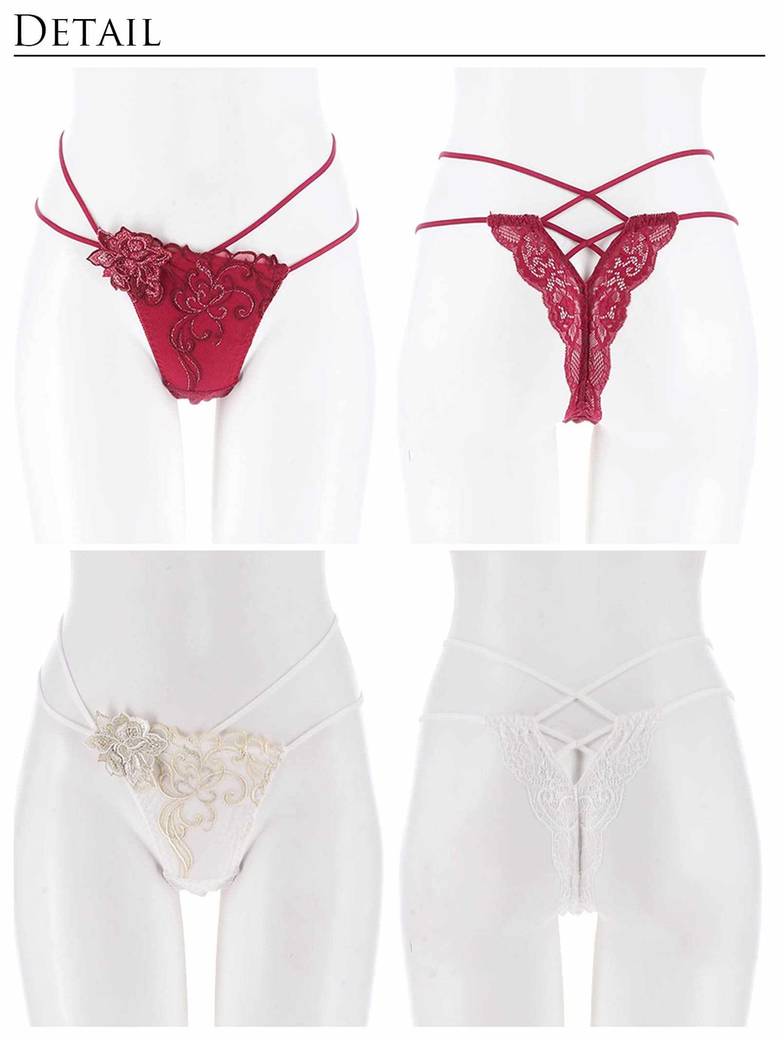 1/20新作!レーヴブロッサムレースアップバック透け選べるショーツ[おそろいショーツ]