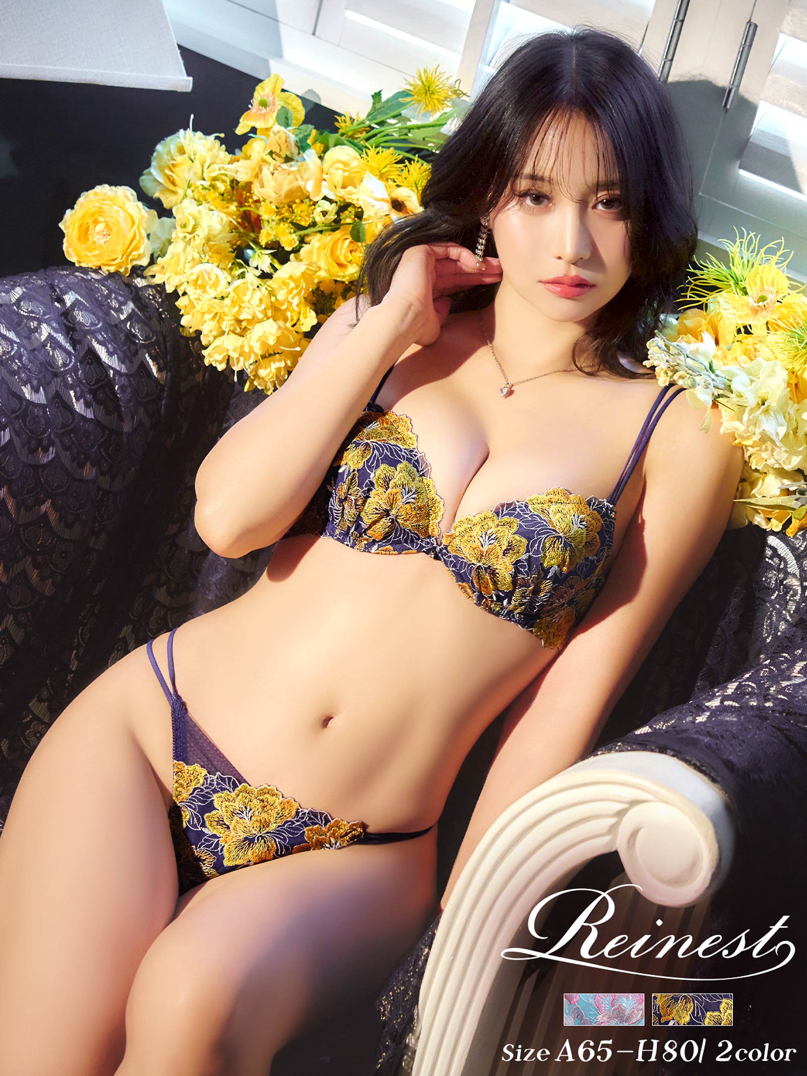 8/22新作!シャルムピオニーブルームブラジャー&amp;バック透けフルバックショーツ