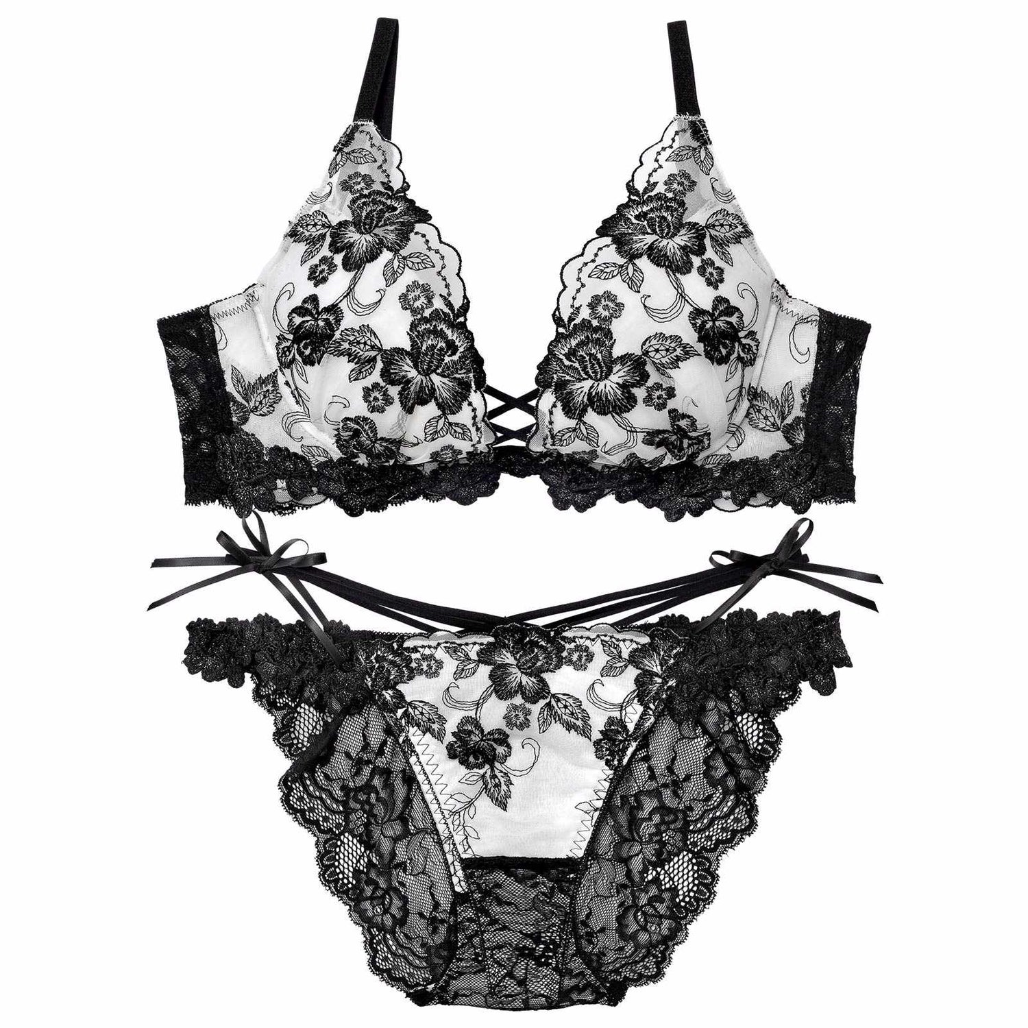 2/18新作!ラディアントブロッサムブラジャー&amp;バック透けフルバックショーツ