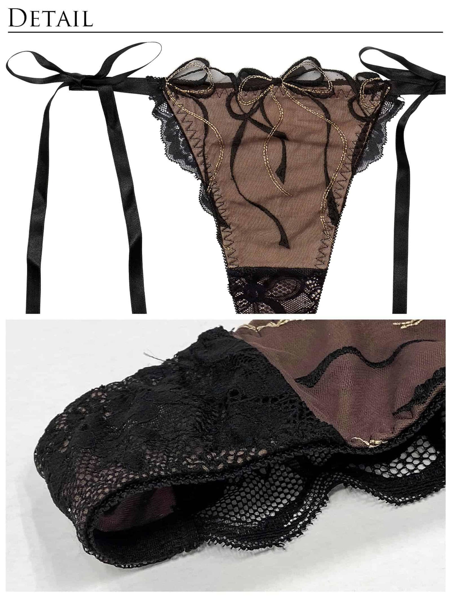 2/25新作!メロウリボンレースブラジャー&amp;サイド紐バック透けTバックショーツ