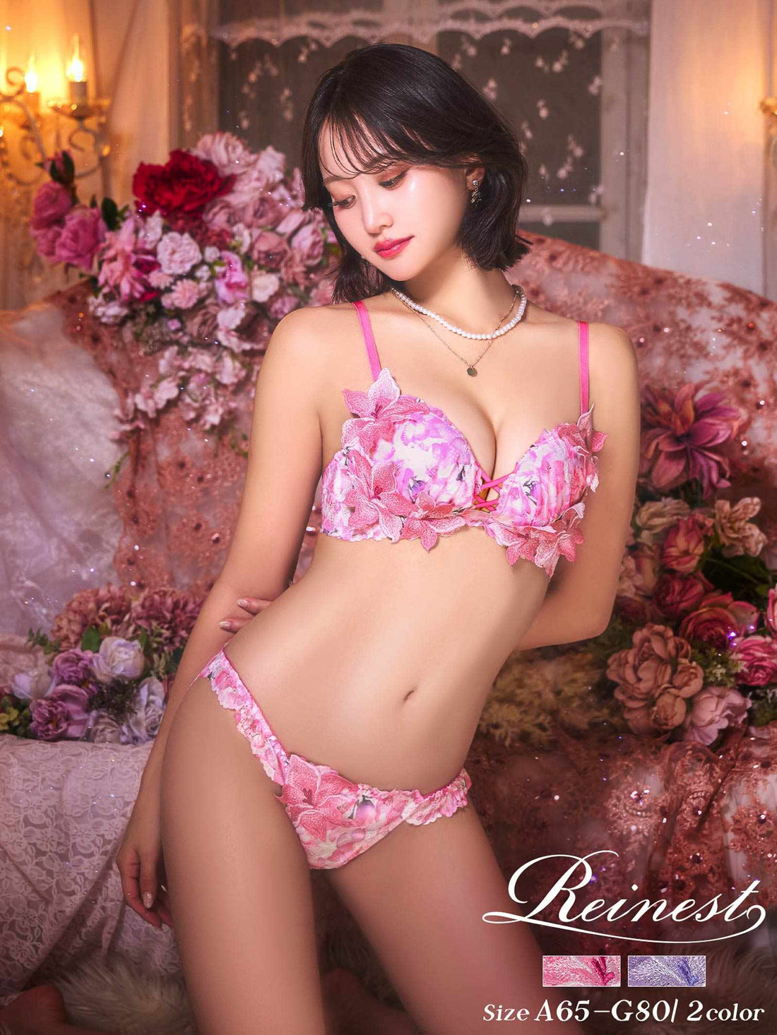 4/6新作!ルミナスリリーブロッサムブラジャー&amp;バック透けフルバックショーツ