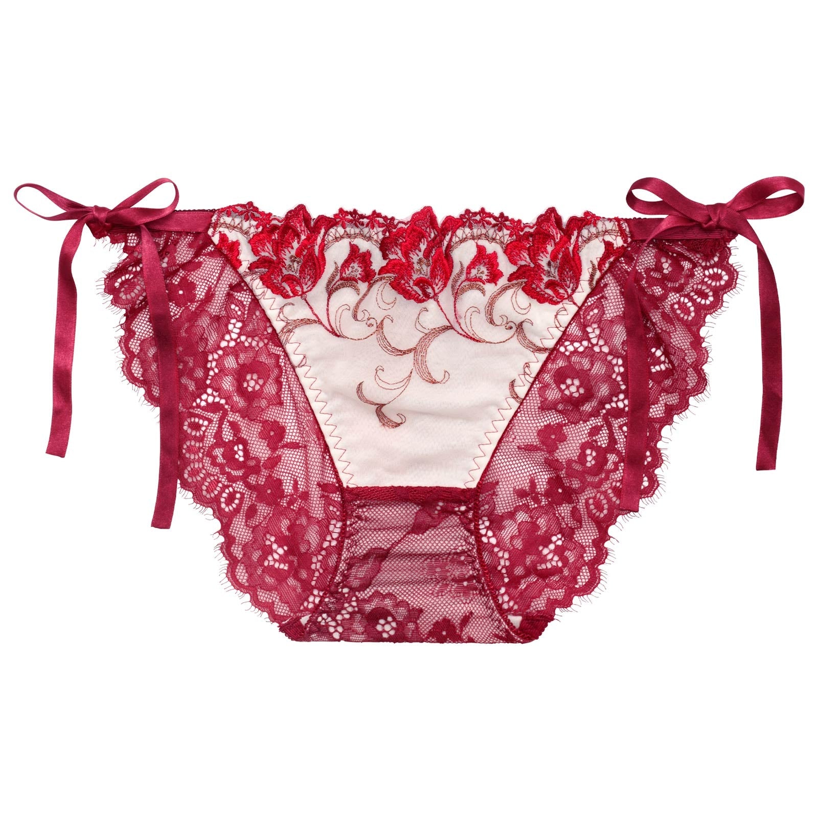 5/27新作!ジュエリービビッドエンブロイダリーバック透けサイド紐選べるショーツ[おそろいショーツ]