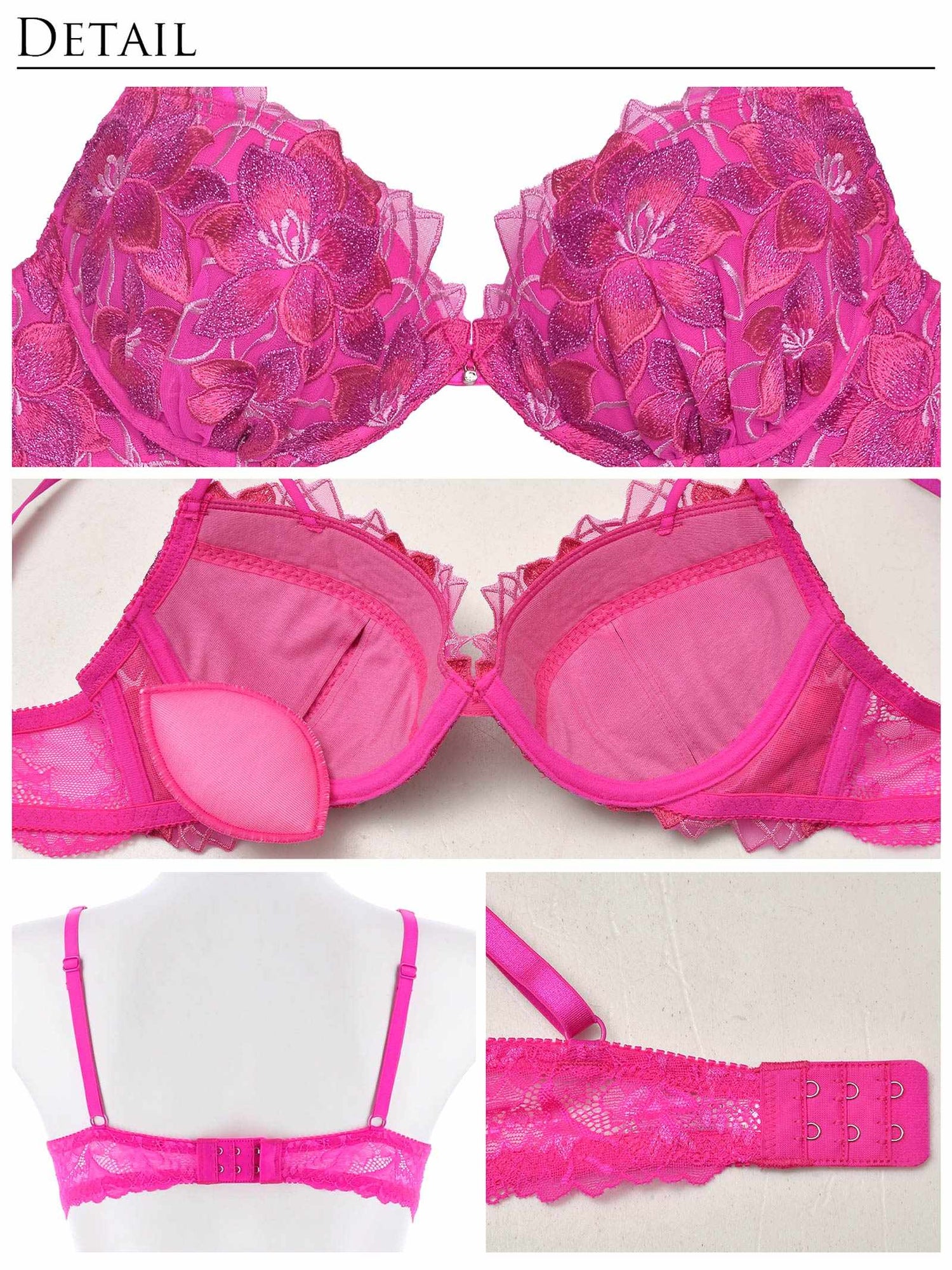 【Reinest】ラグジュアリールミナスフラワーブラジャー&amp;バック透けフルバックショーツ