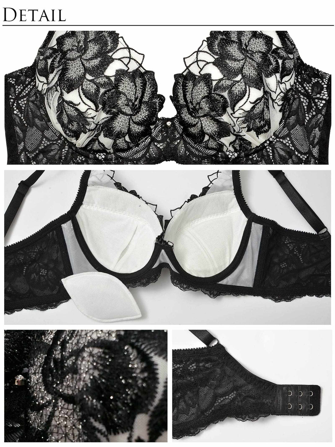 10/7新作!永尾まりや着用【Reinest】グリッターフルールエンブロイダリーブラジャー&amp;バック透けTバックショーツ