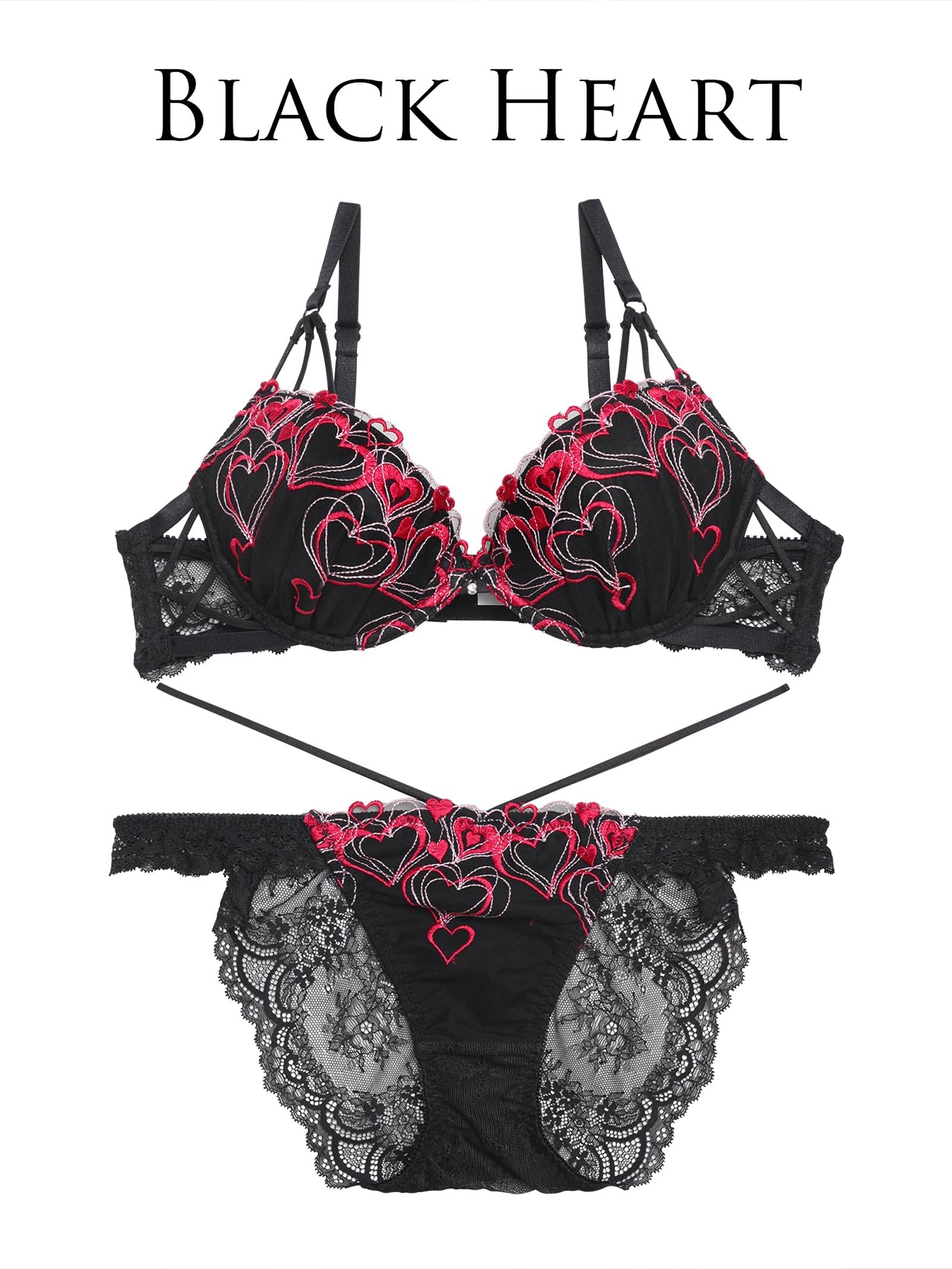 1/8新作!メルティーハートストリングブラジャー&amp;バック透けフルバックショーツ