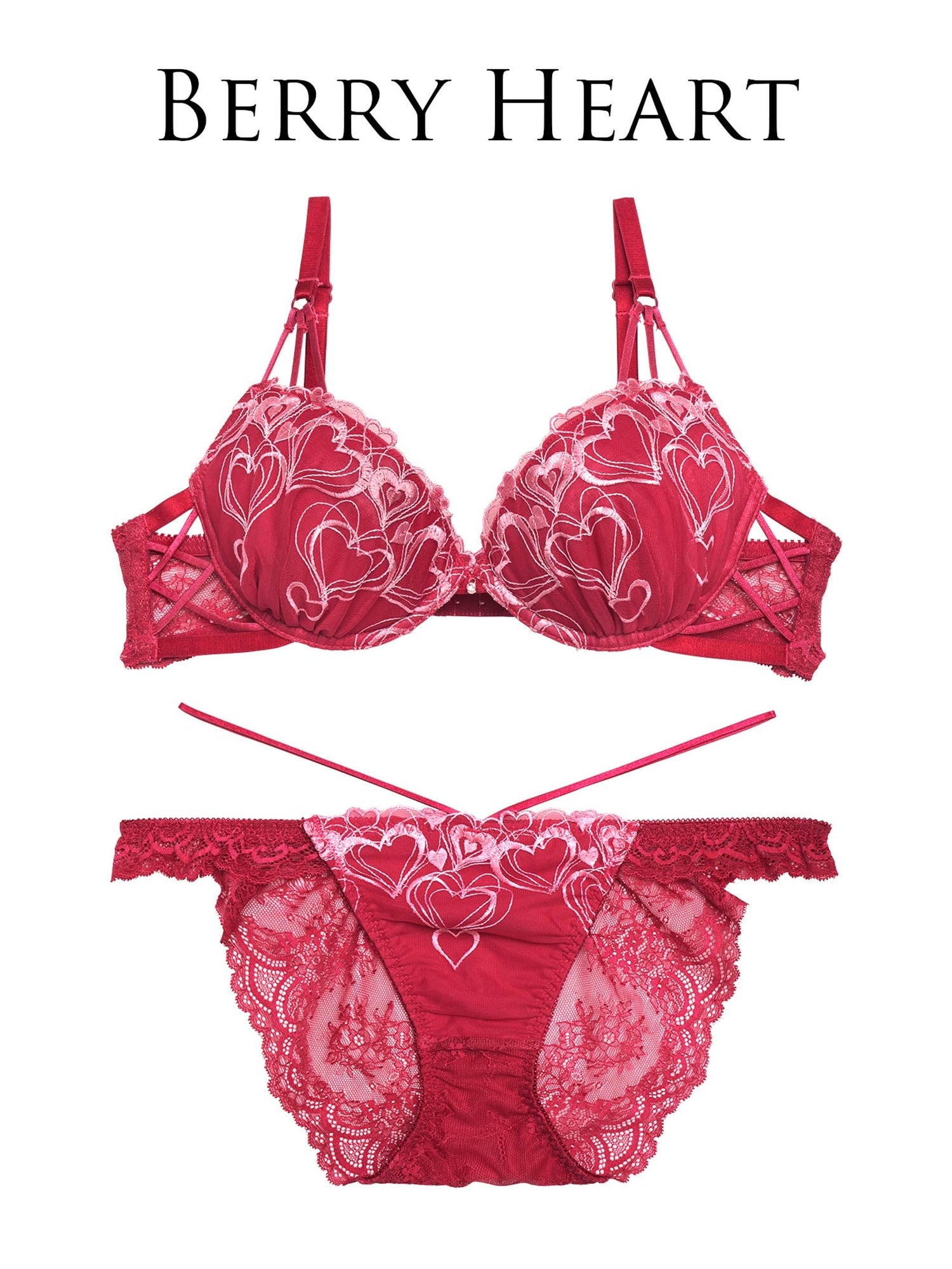 1/8新作!メルティーハートストリングブラジャー&amp;バック透けフルバックショーツ